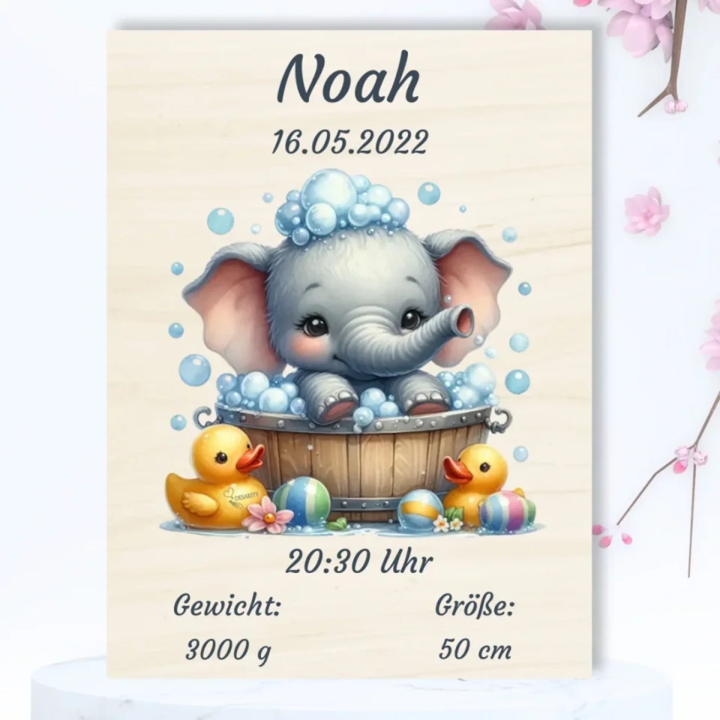 personalisierte Geburtstafel Holz