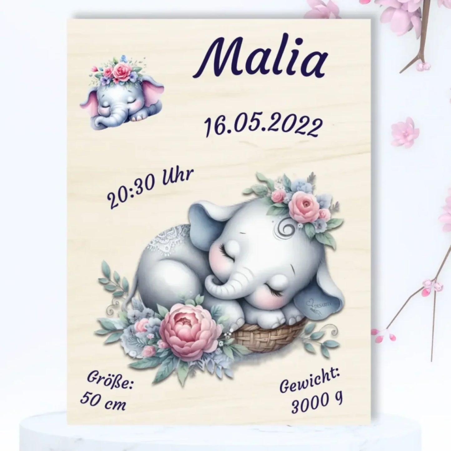 personalisierte Geburtstafel Holz