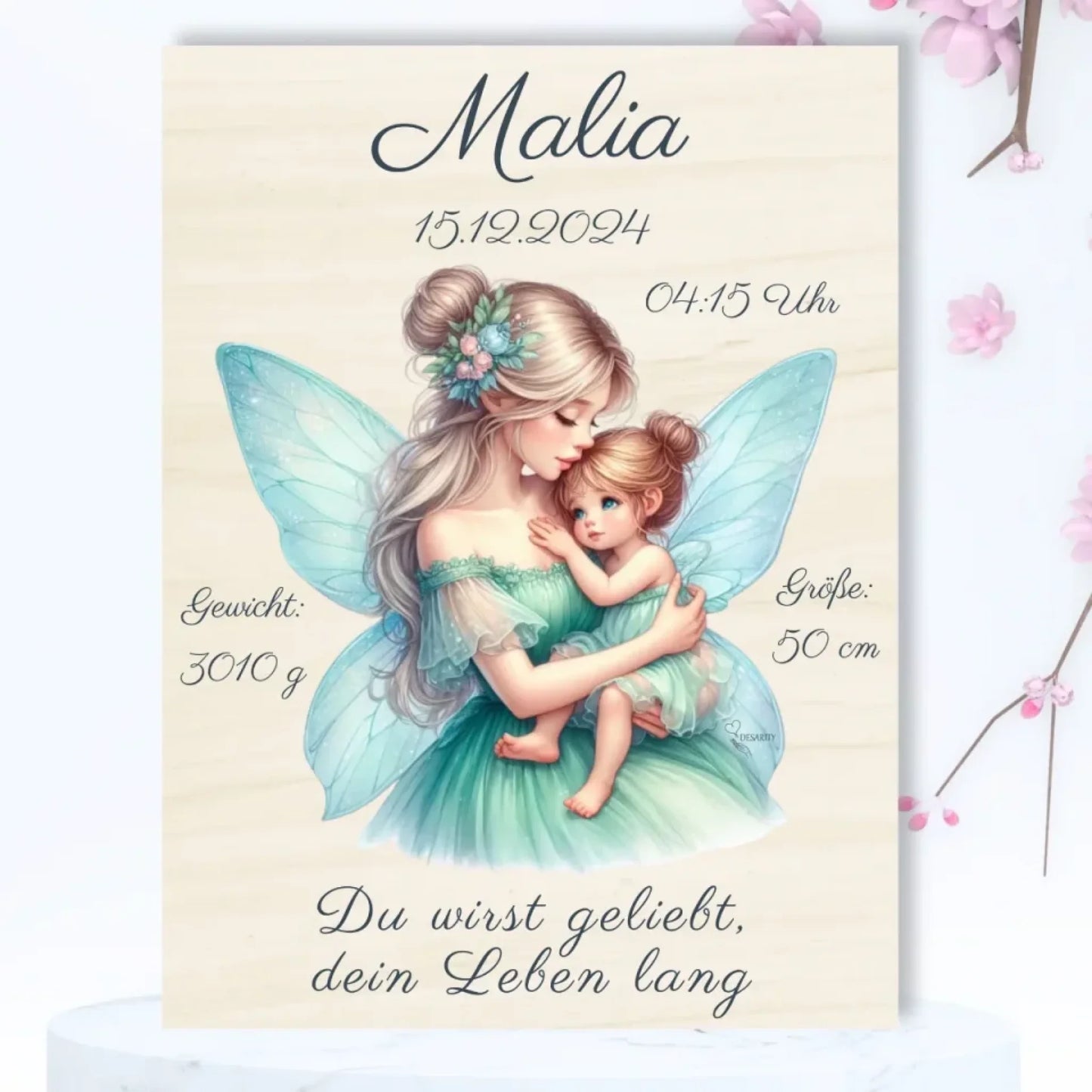 personalisierte Geburtstafel Holz