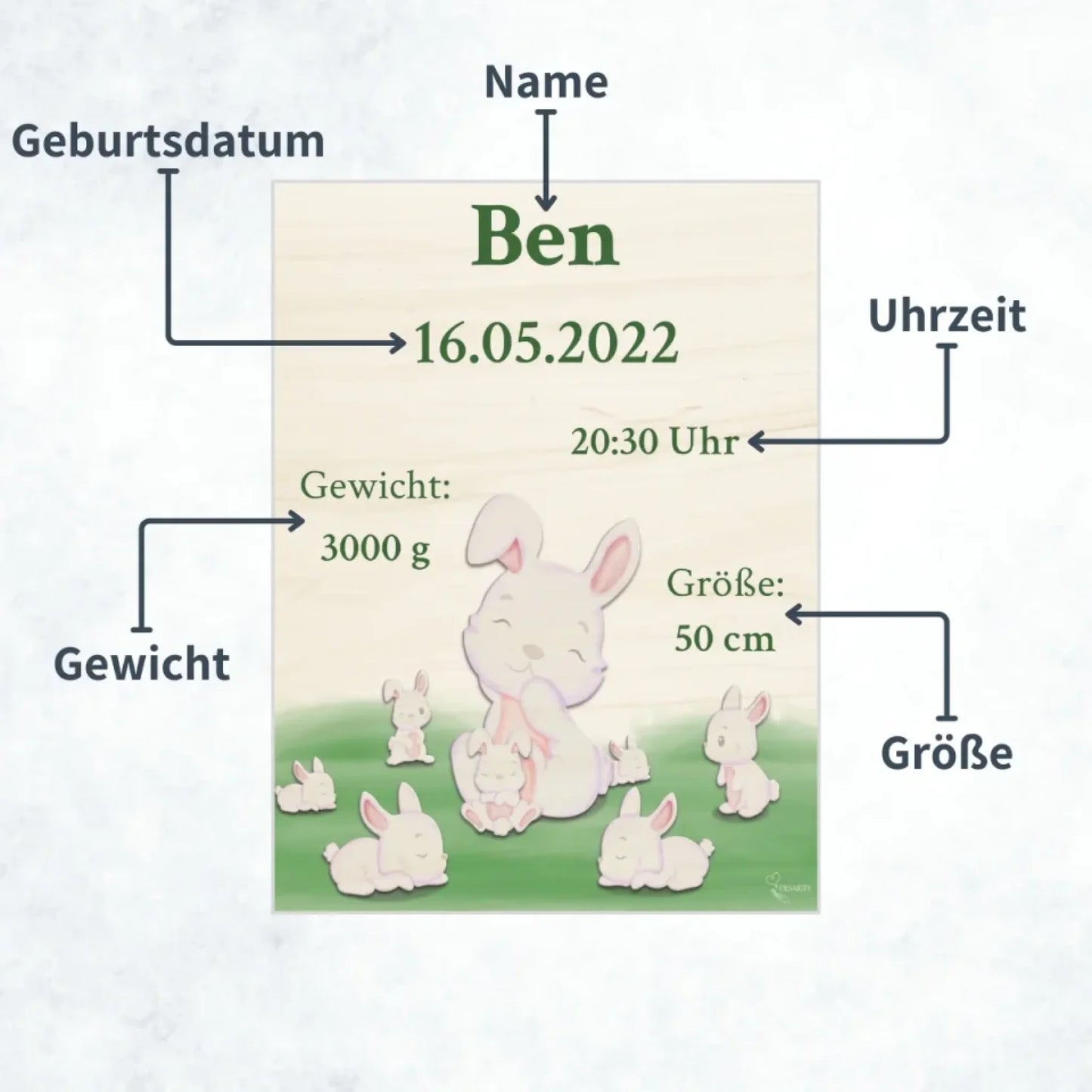 personalisierte Geburtstafel Holz