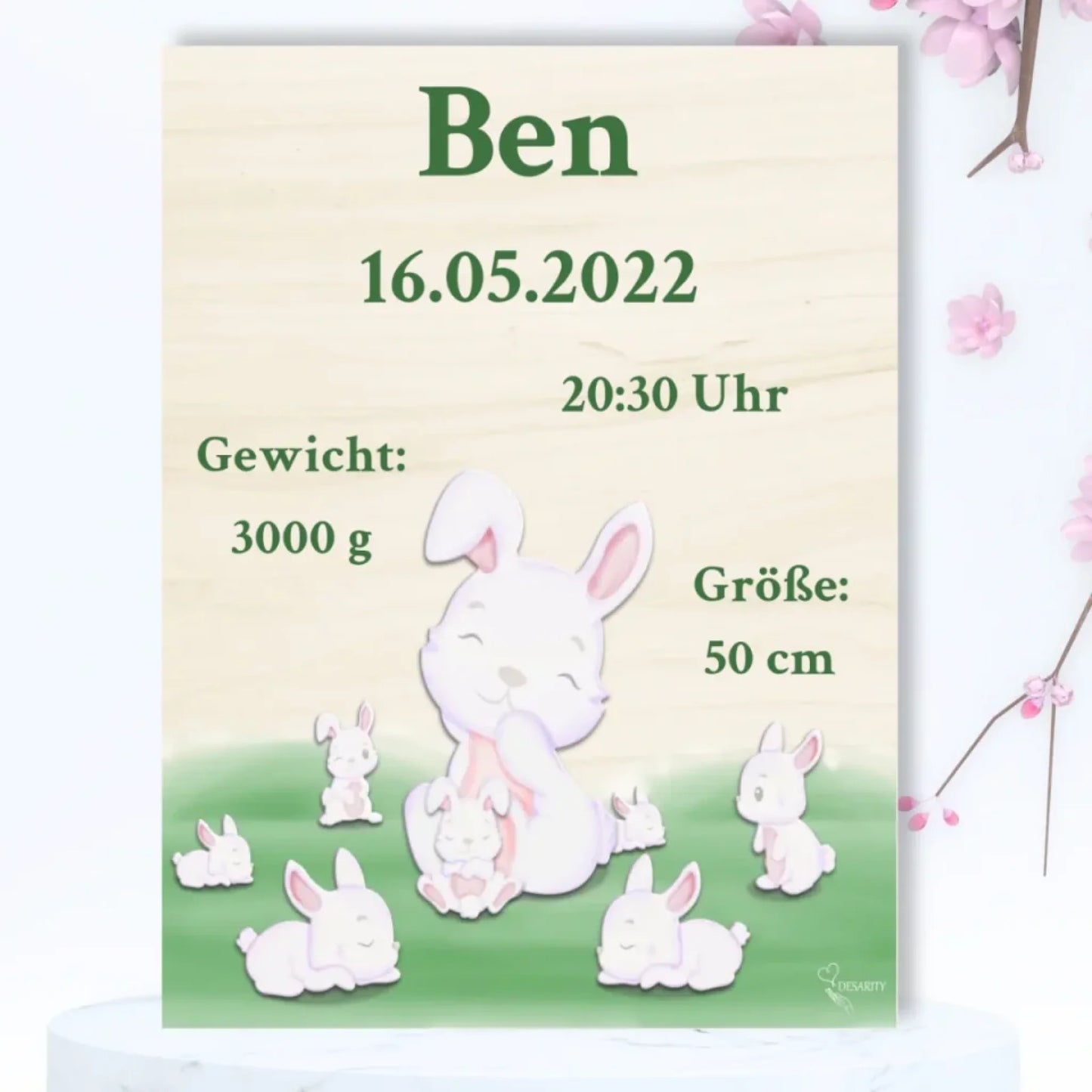 personalisierte Geburtstafel Holz