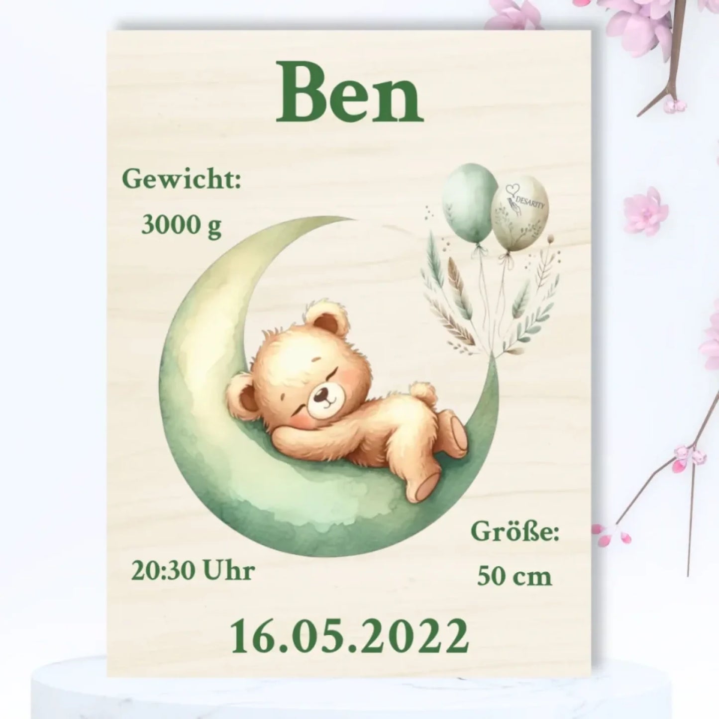 personalisierte Geburtstafel Holz