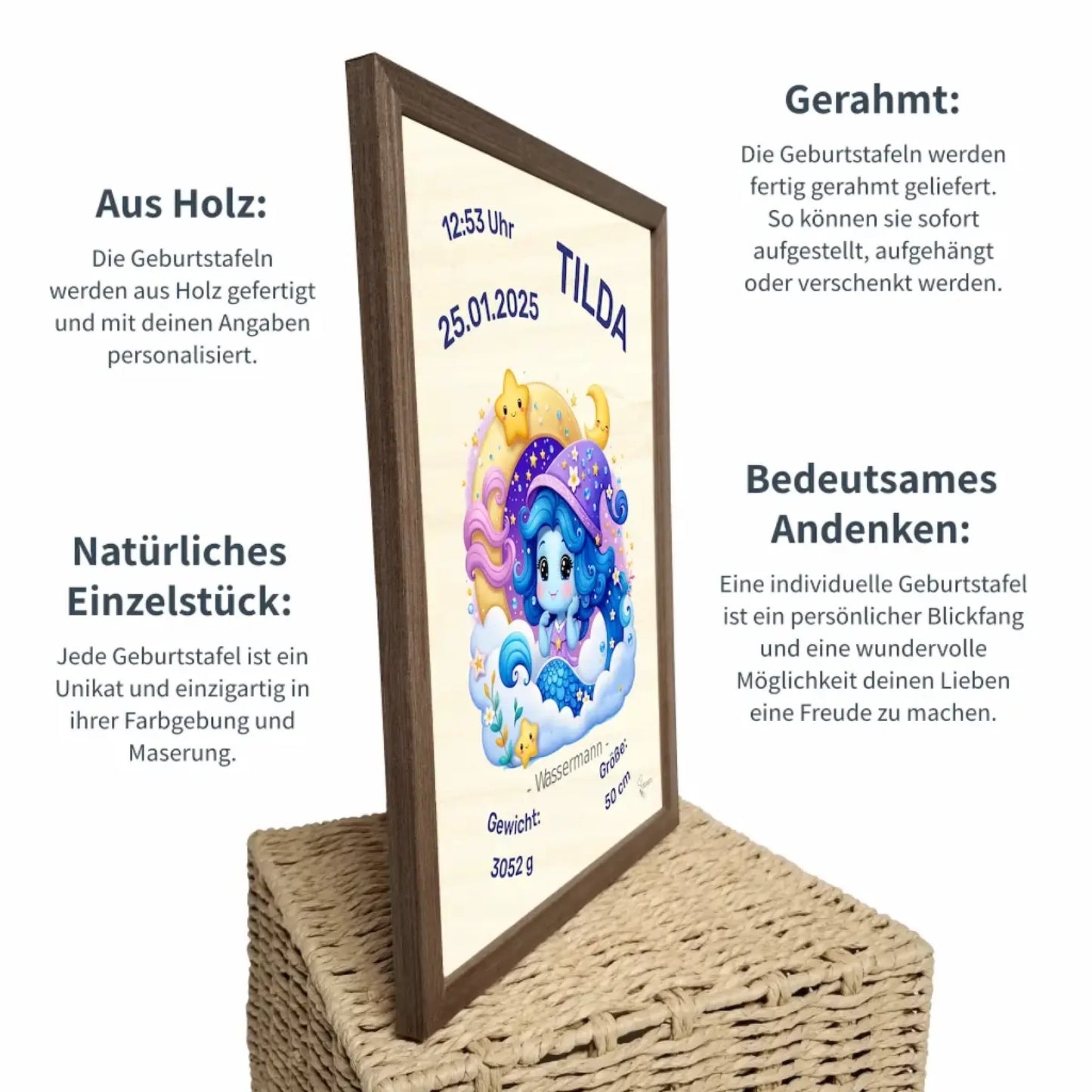 personalisierte Geburtstafel Holz