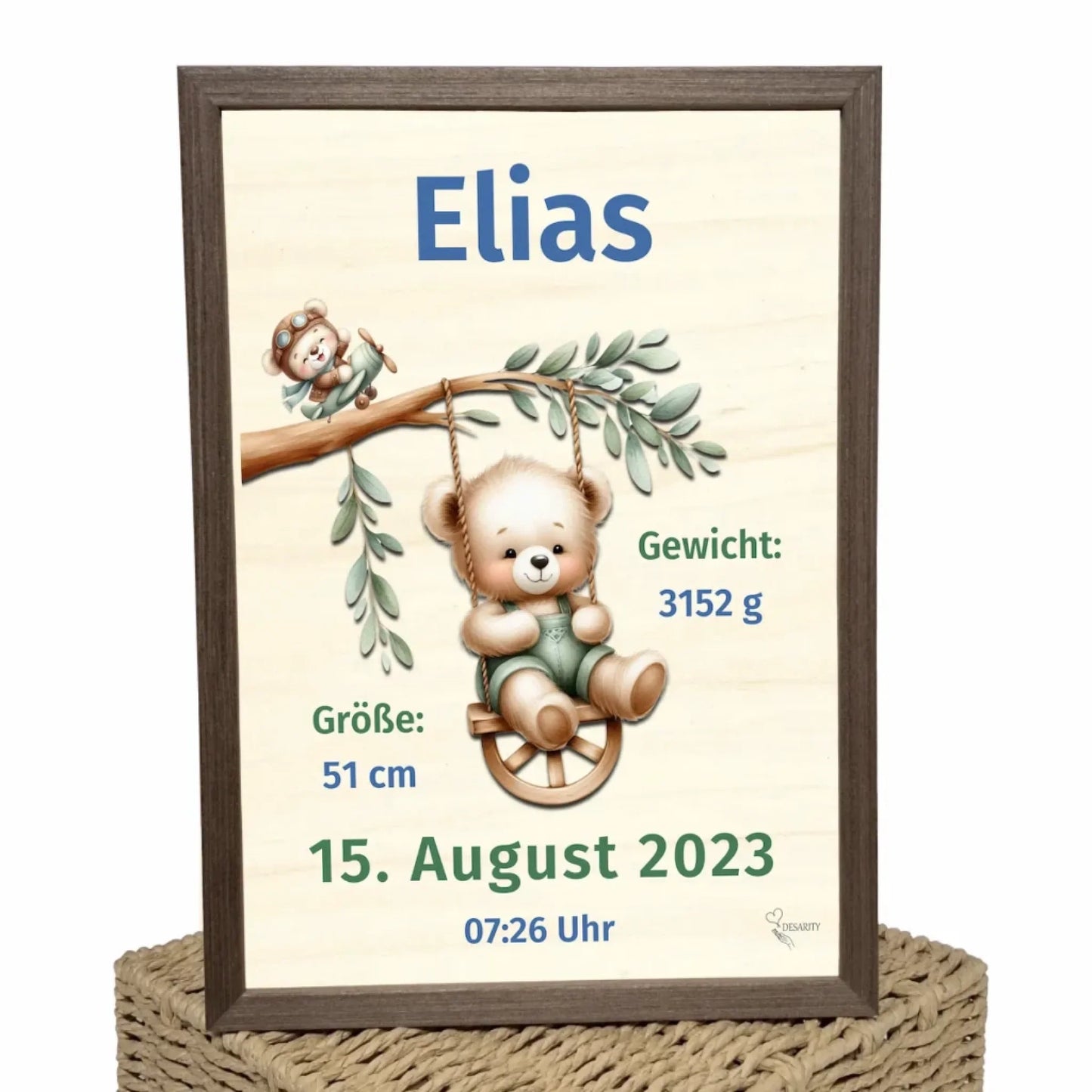 personalisierte Geburtstafel Holz