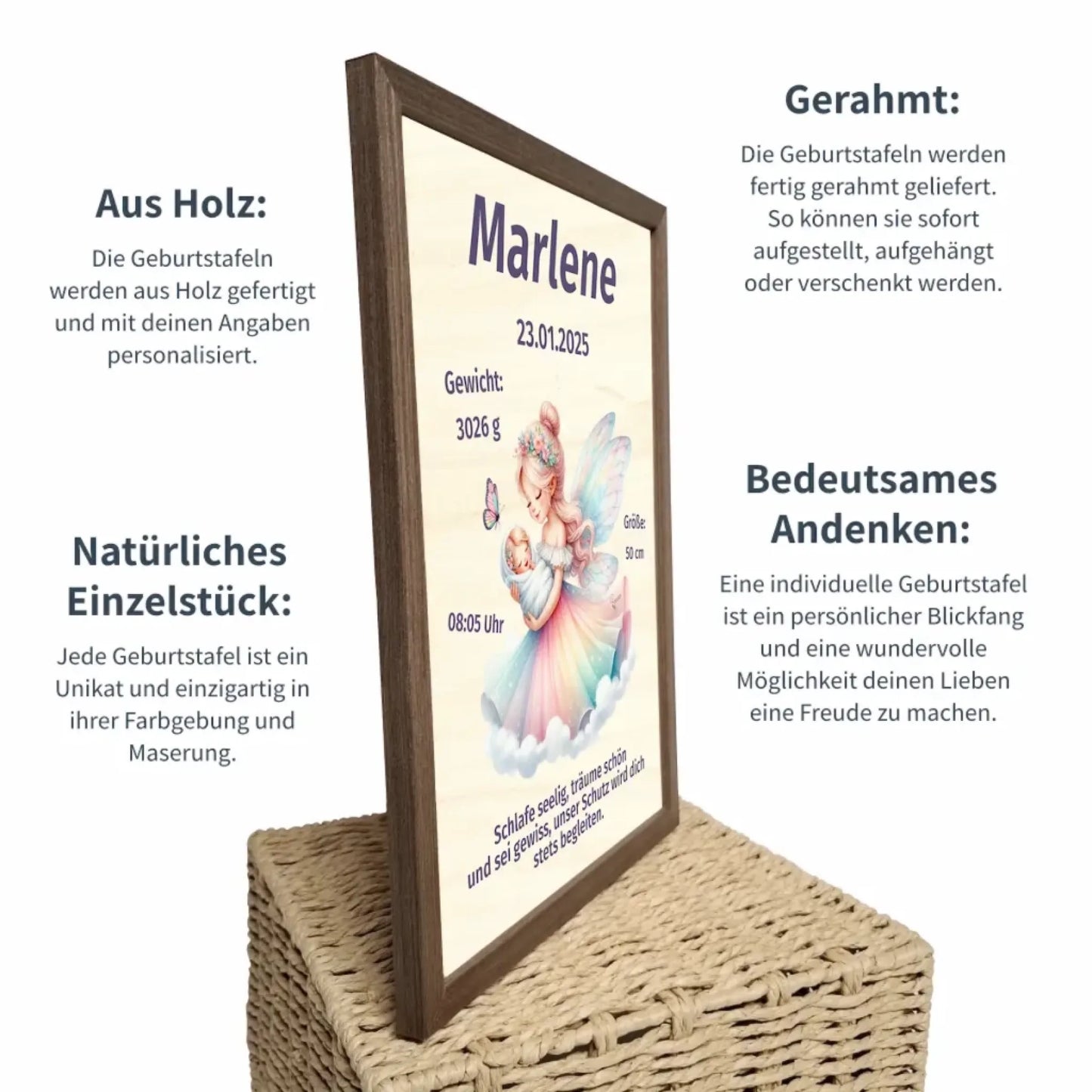 personalisierte Geburtstafel Holz