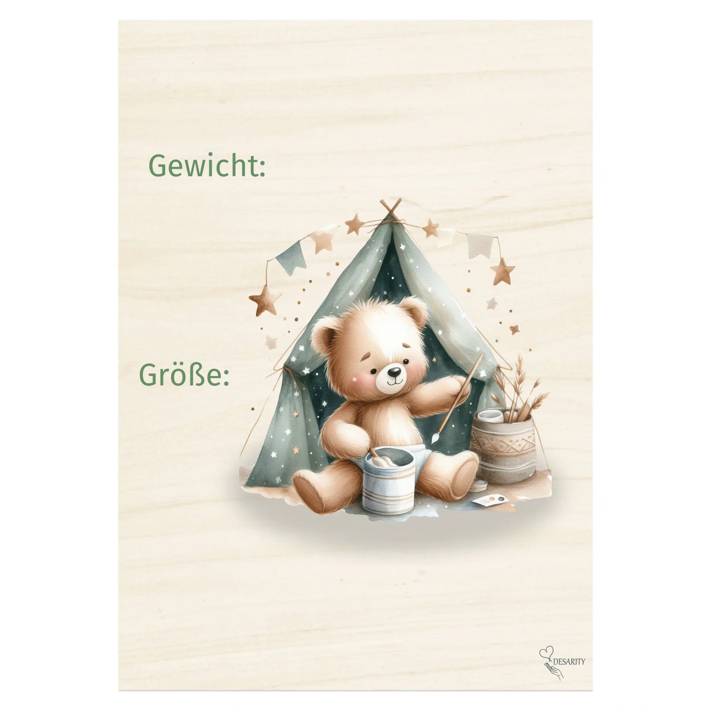 Geburtstafel aus Holz