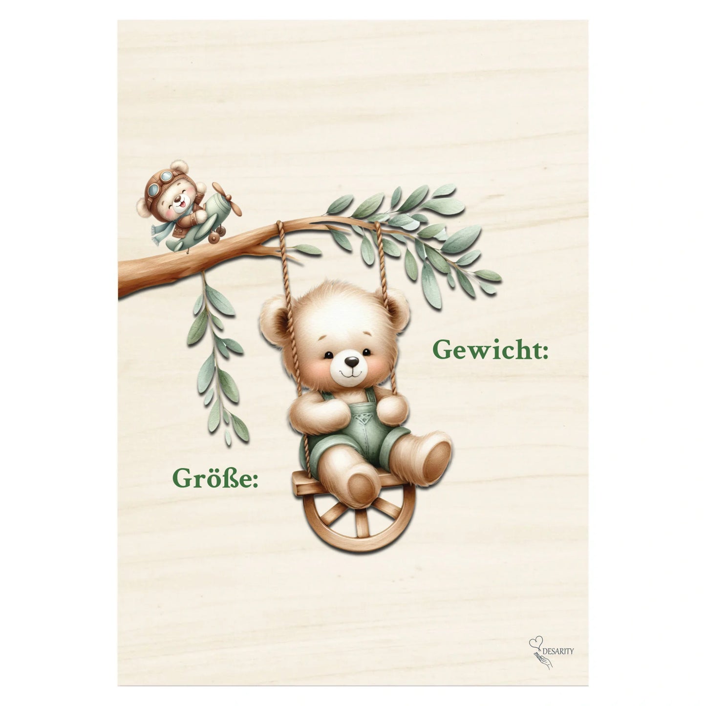 Geburtstafel aus Holz