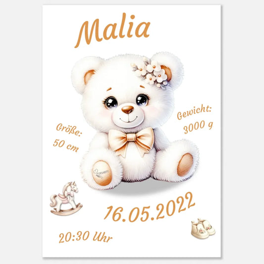 geburtstafel-premium-poster-süßer-teddybär