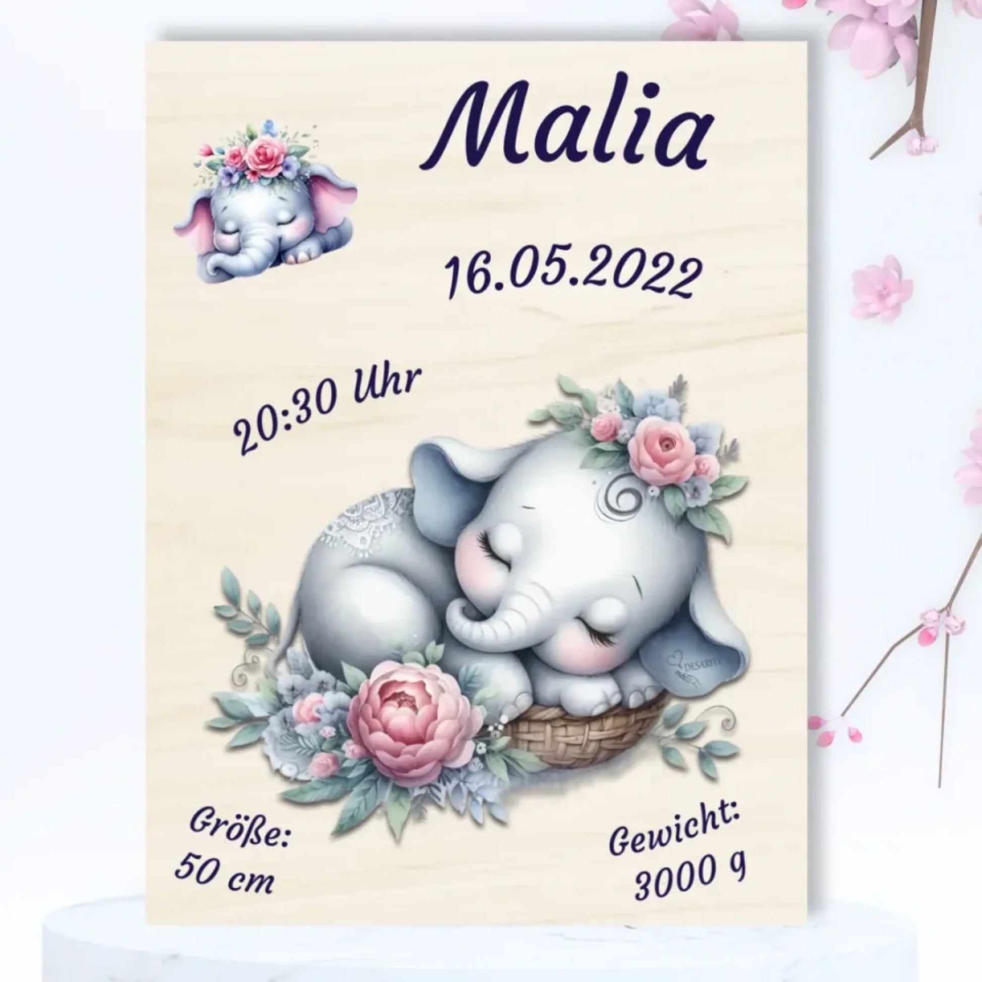 personalisierte Geburtstafel Holz