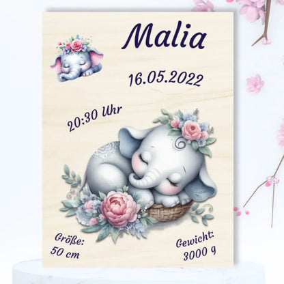 personalisierte Geburtstafel Holz