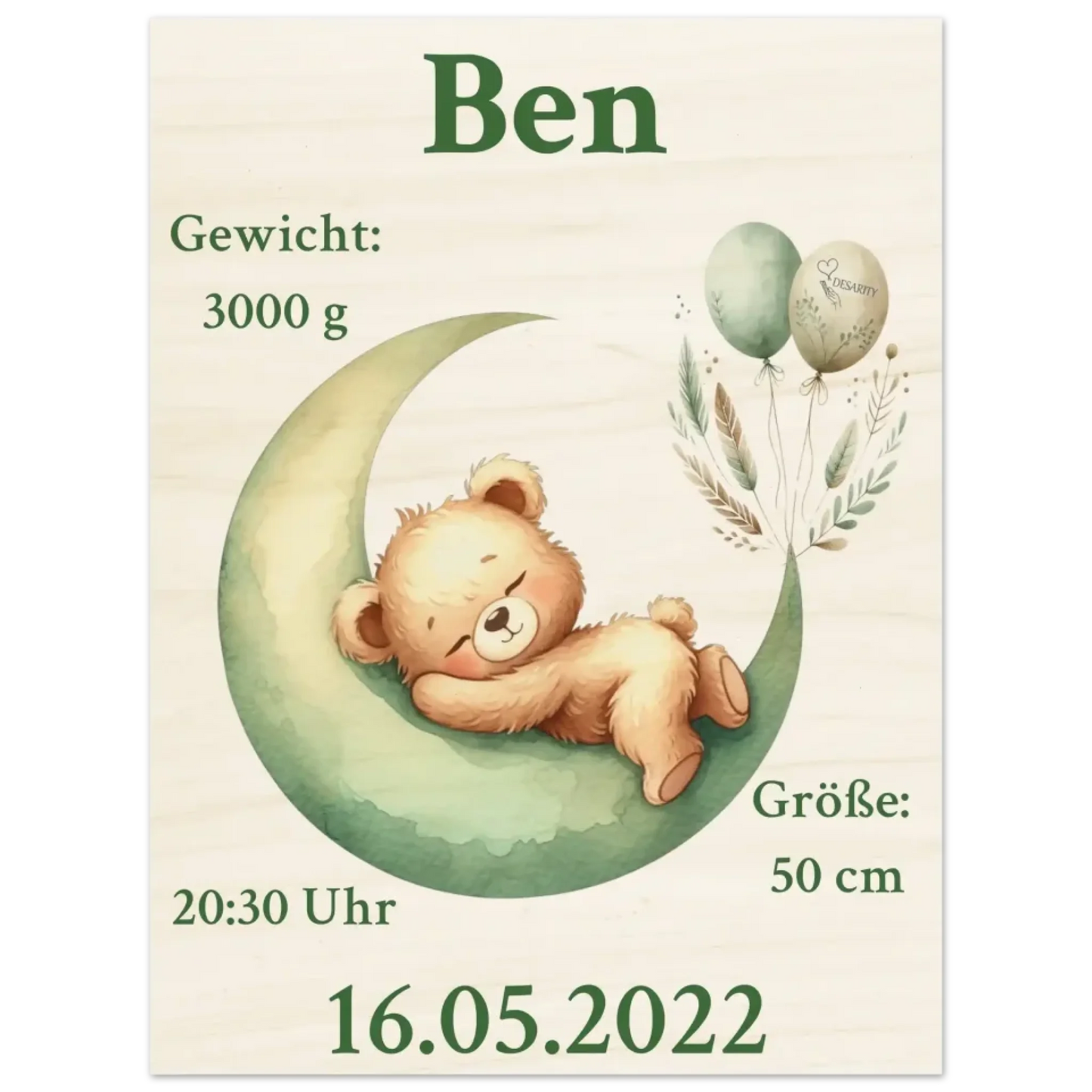 personalisierte Geburtstafel Holz
