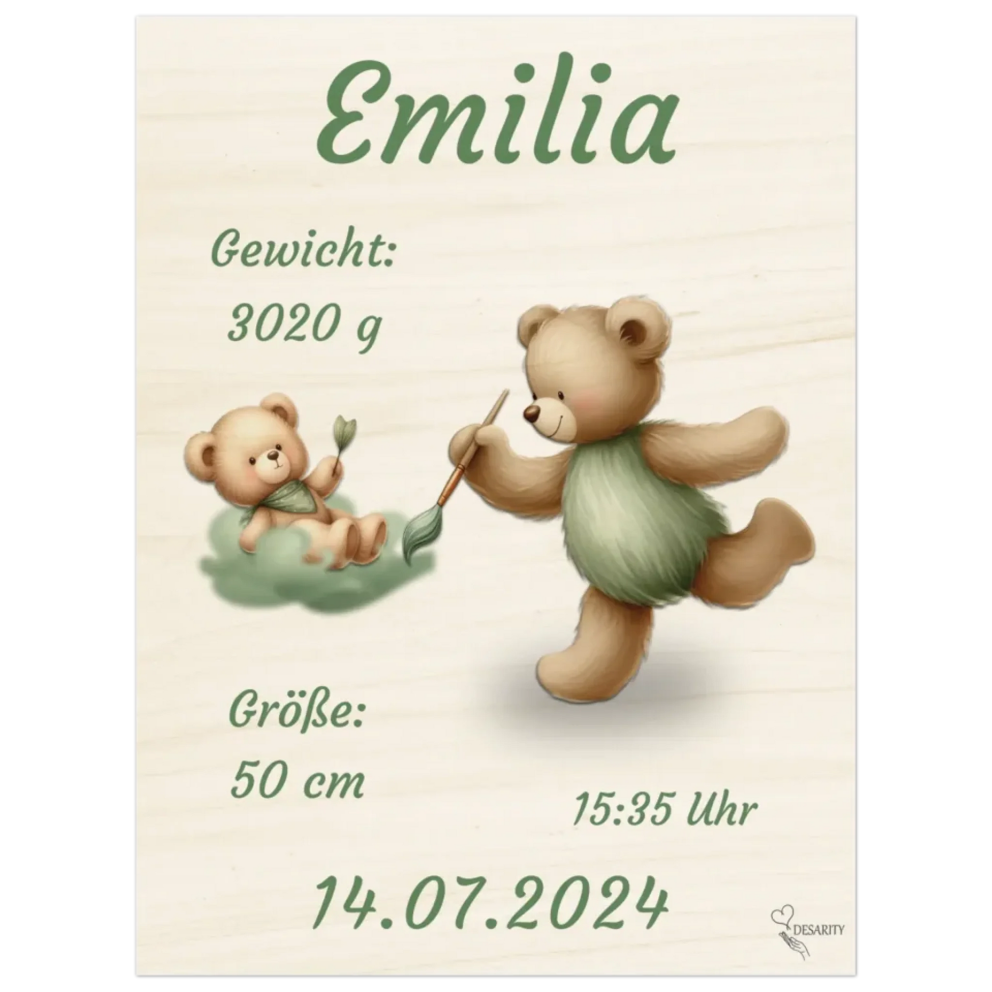 personalisierte Geburtstafel Holz