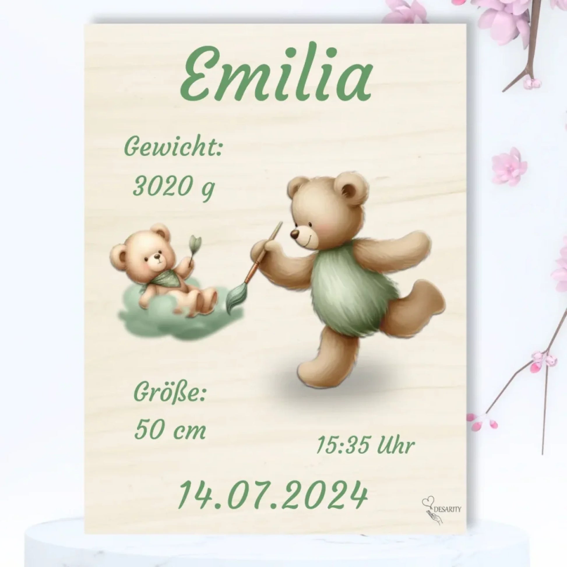 personalisierte Geburtstafel Holz