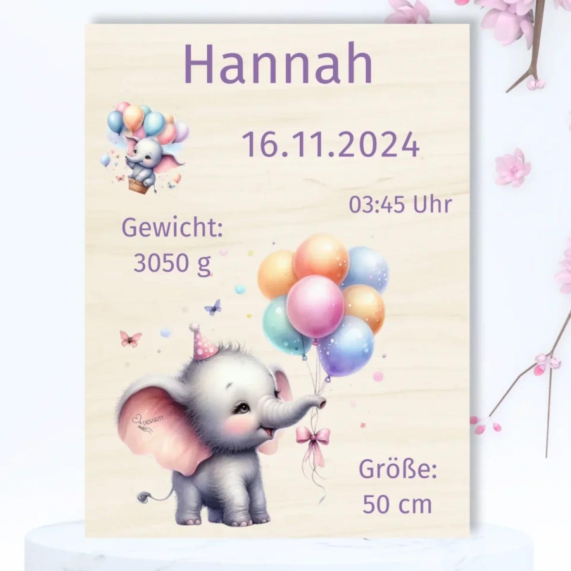 personalisierte Geburtstafel Holz