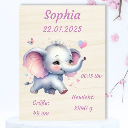 personalisierte Geburtstafel Holz