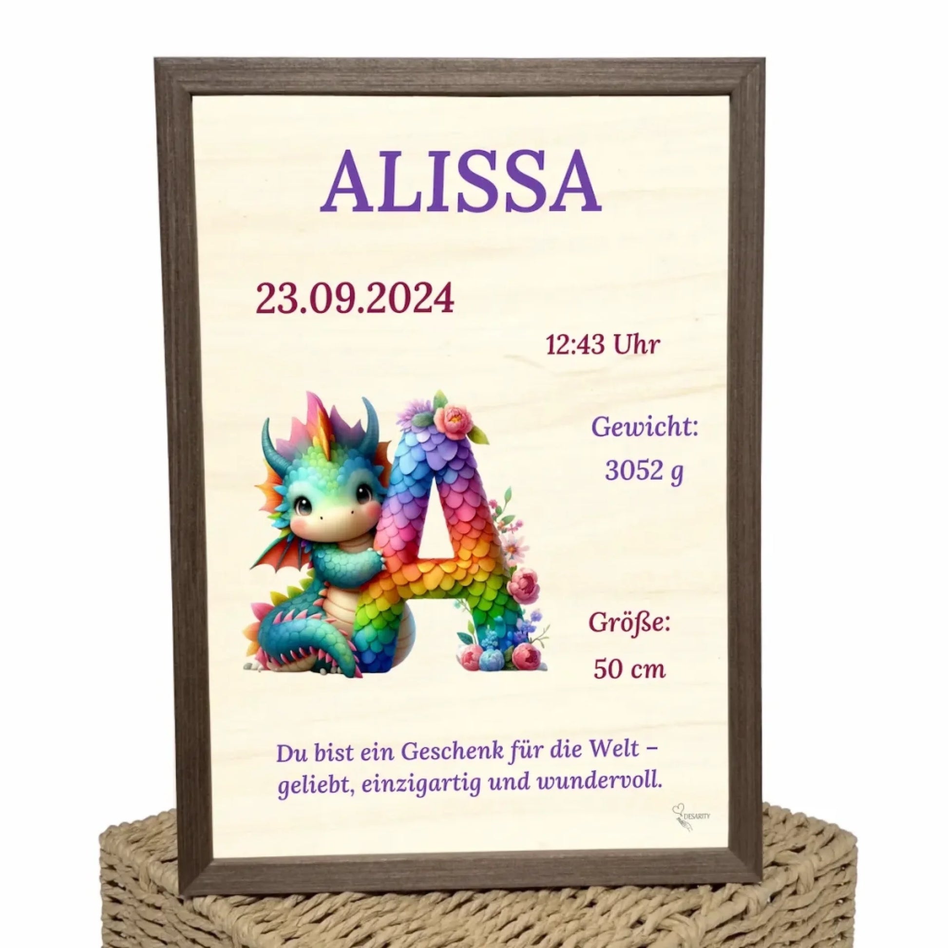 personalisierte Geburtstafel Holz