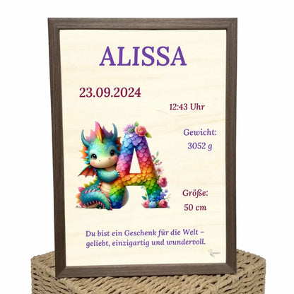 personalisierte Geburtstafel Holz