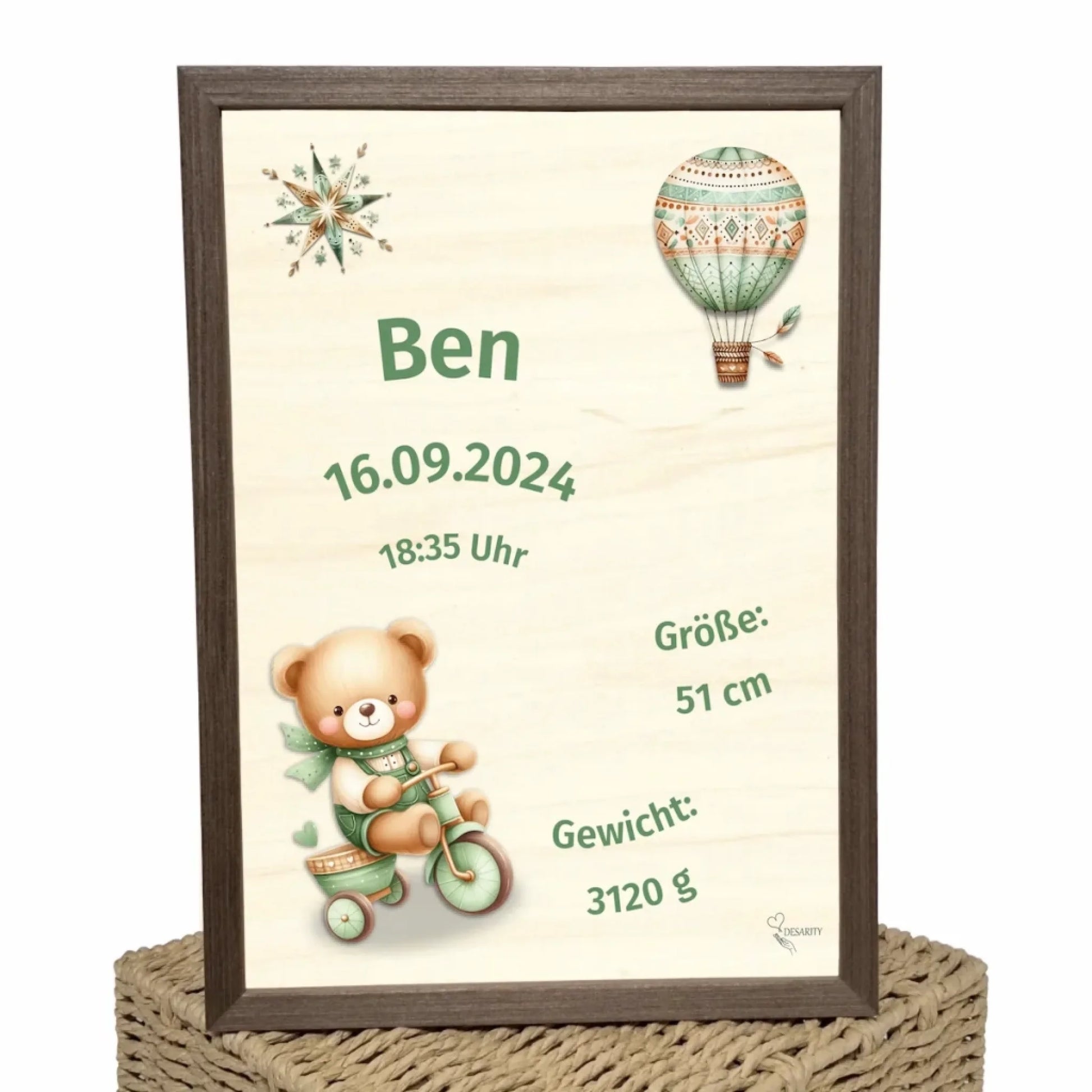 personalisierte Geburtstafel Holz
