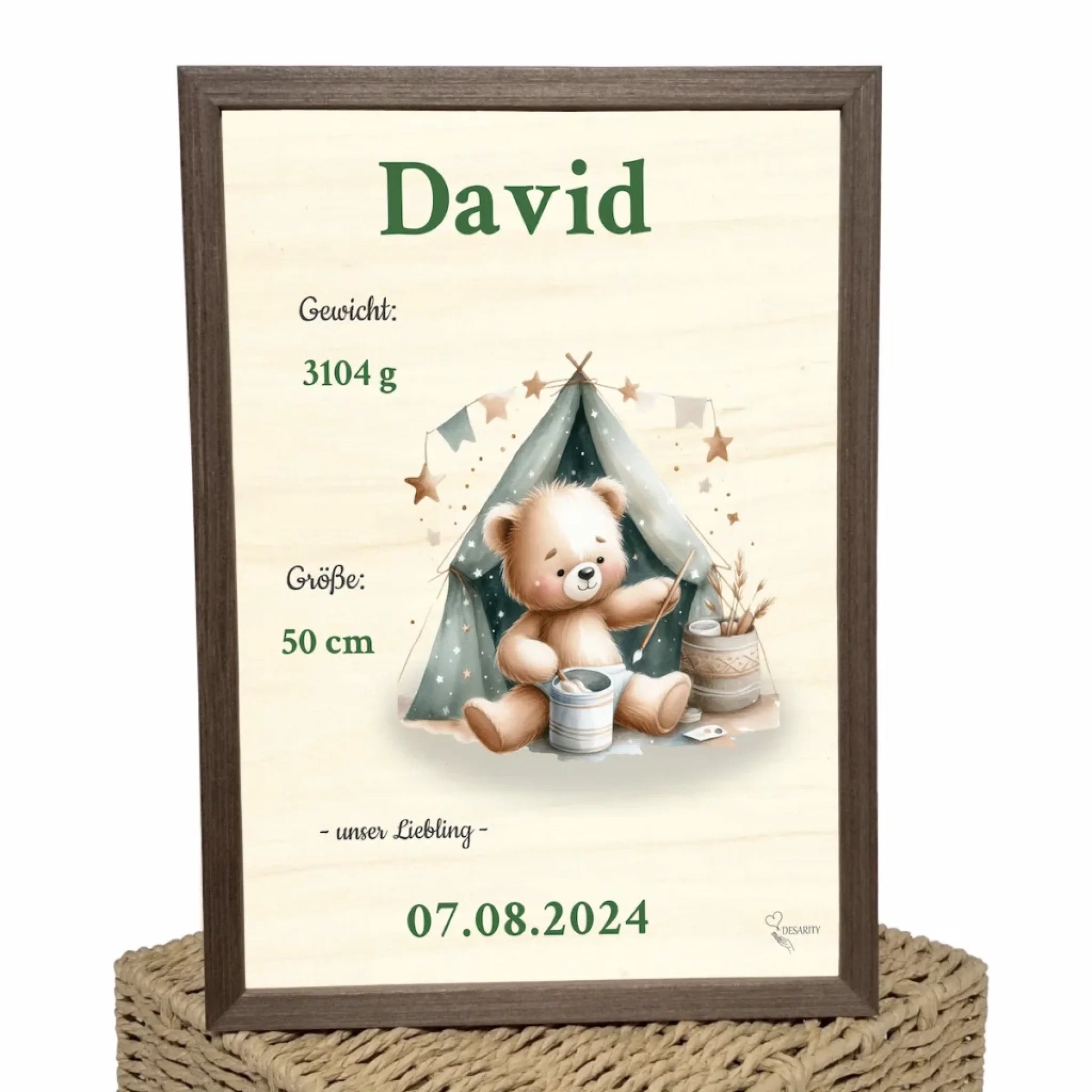 personalisierte Geburtstafel Holz