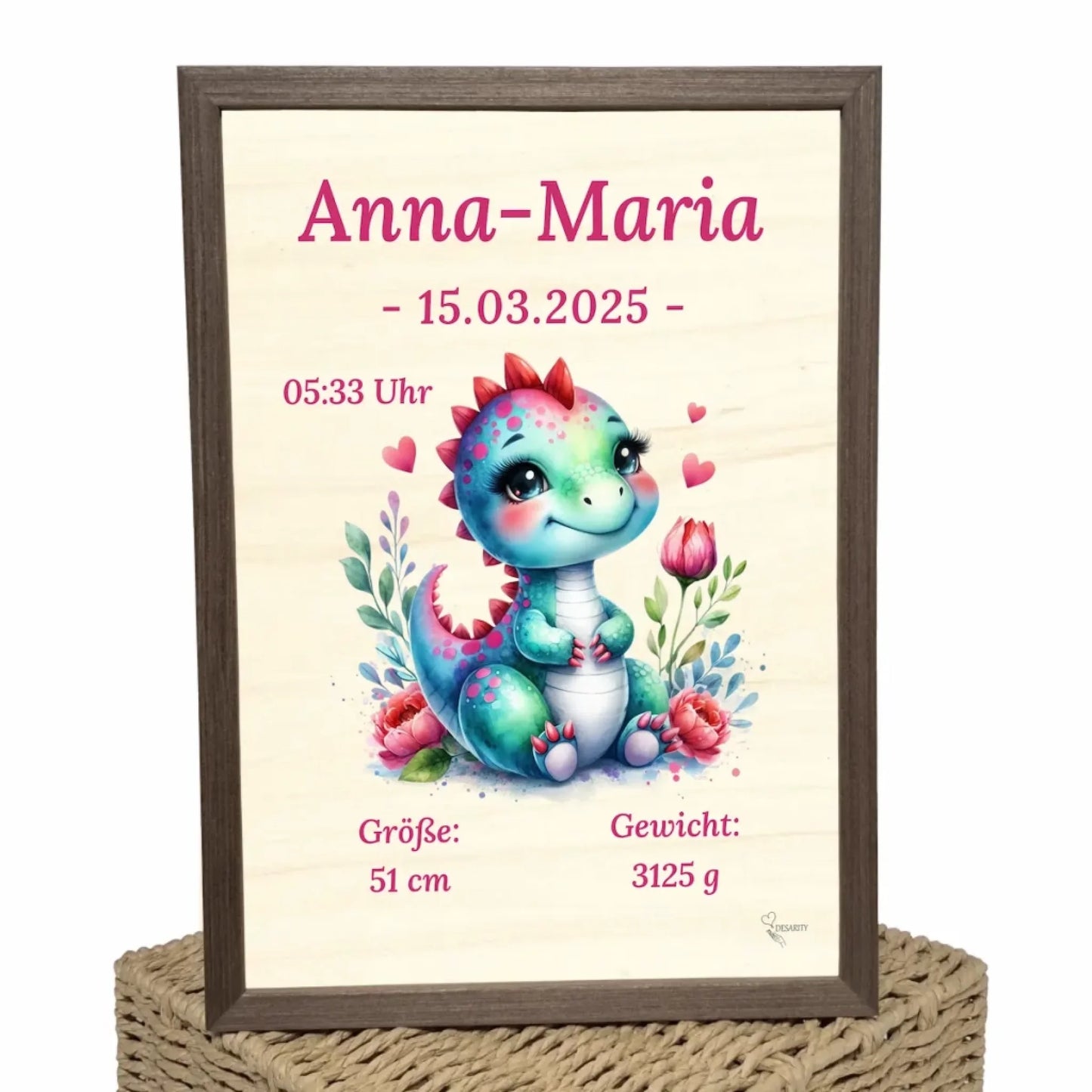 personalisierte Geburtstafel Holz