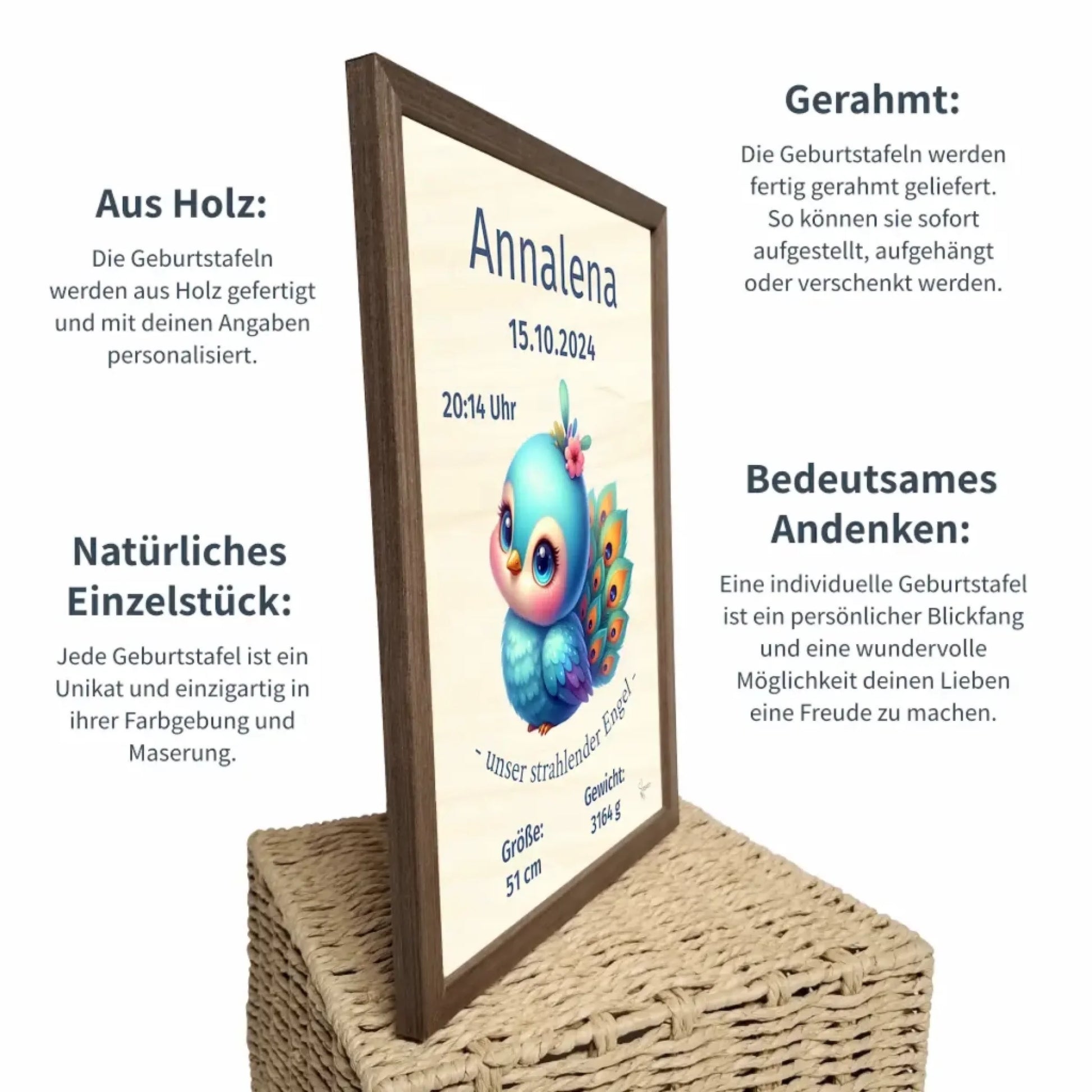 personalisierte Geburtstafel Holz