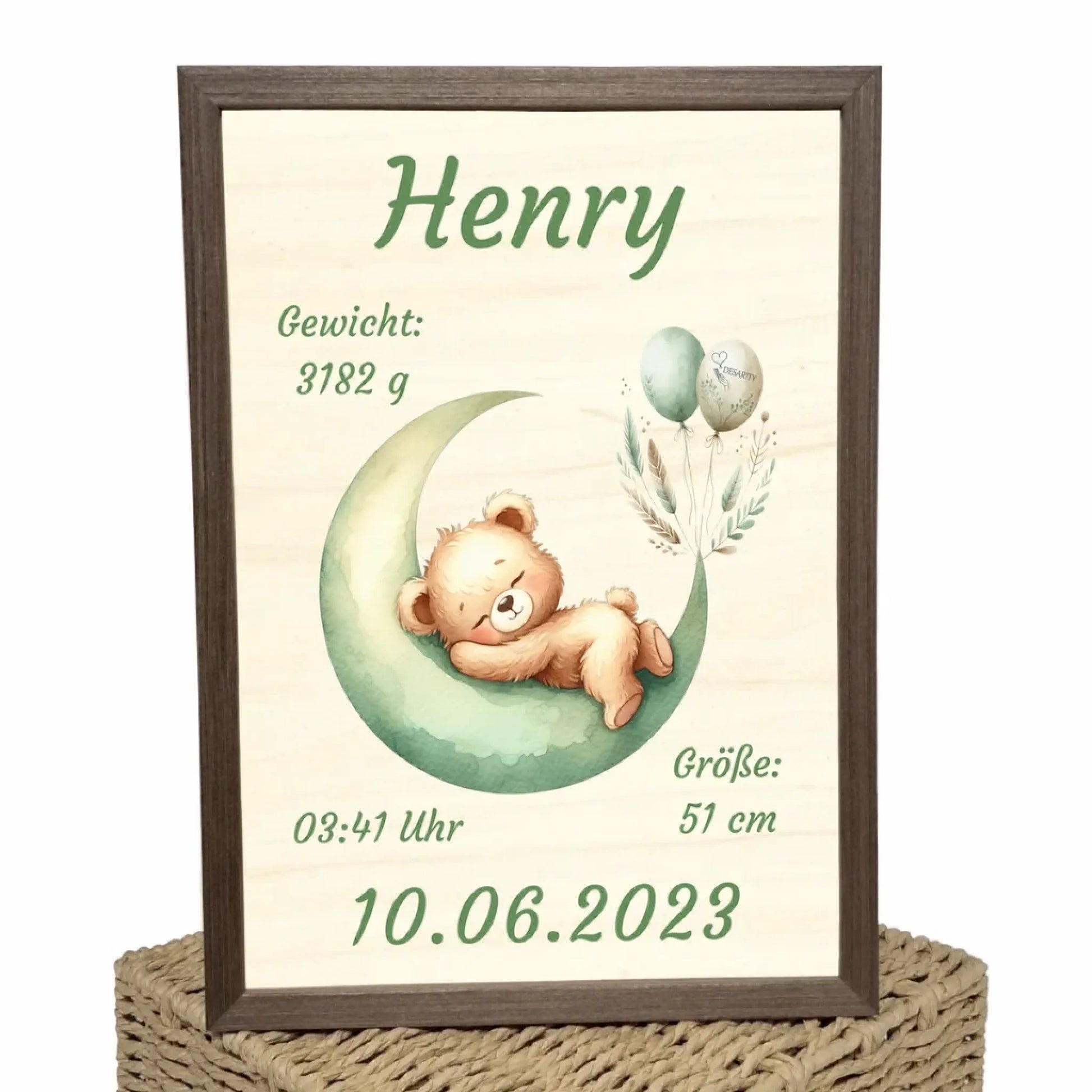 personalisierte Geburtstafel Holz