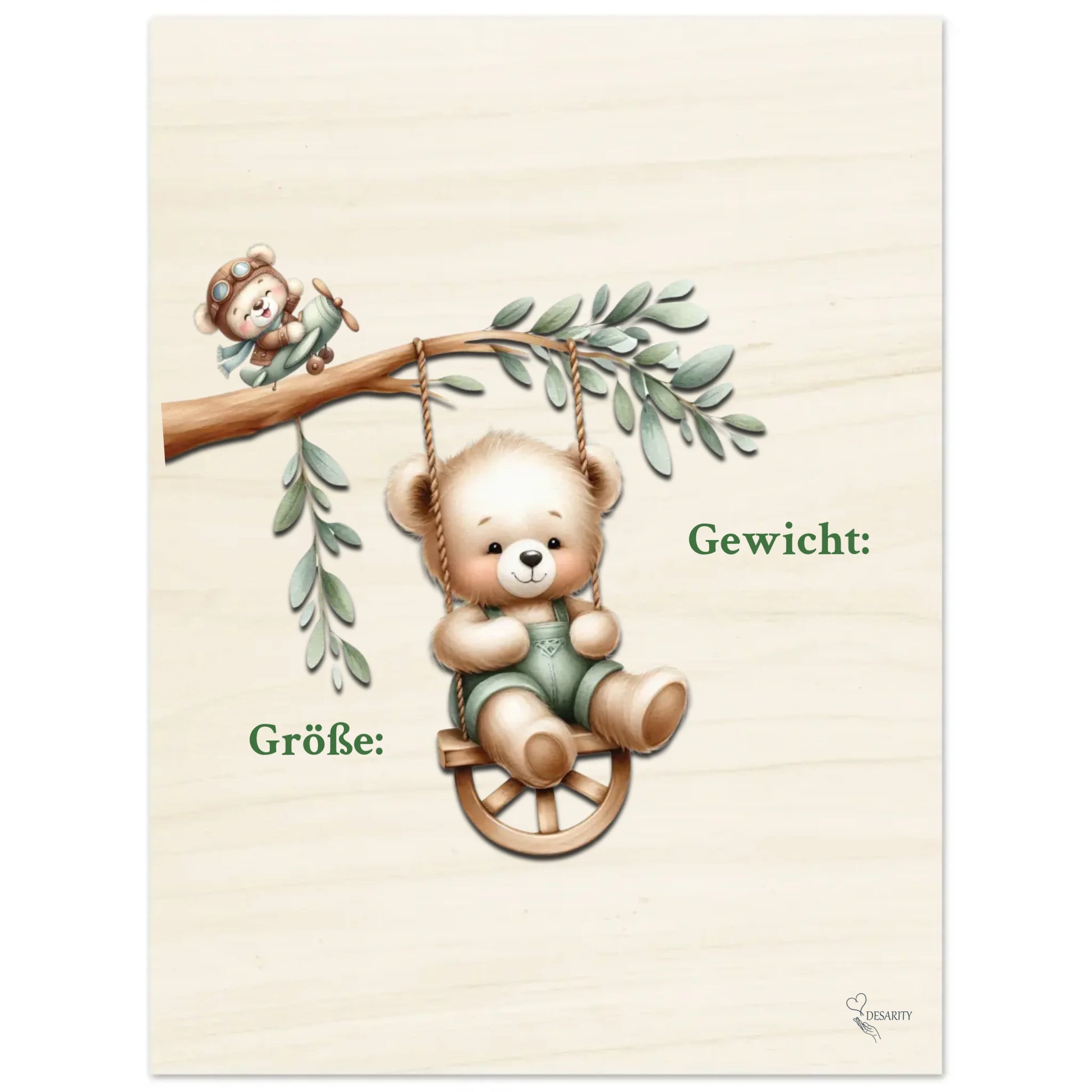 Geburtstafel aus Holz 