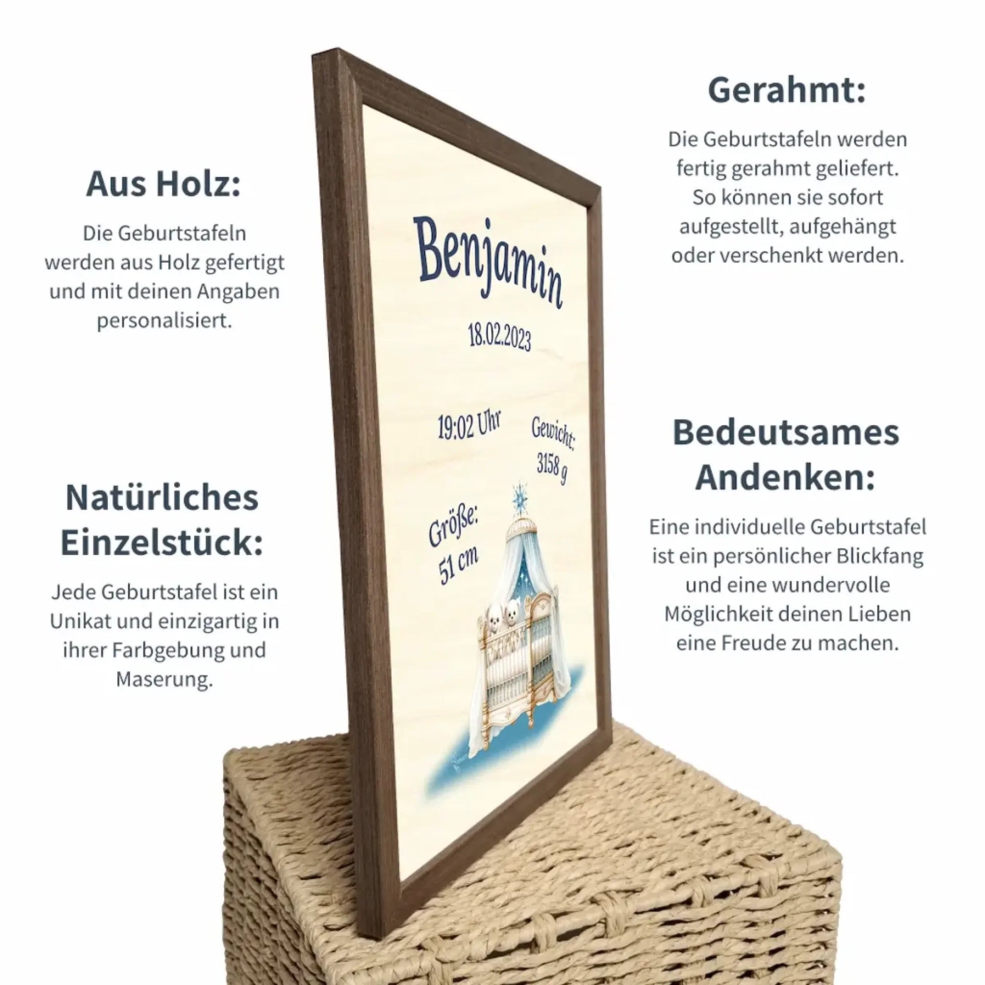 personalisierte Geburtstafel Holz