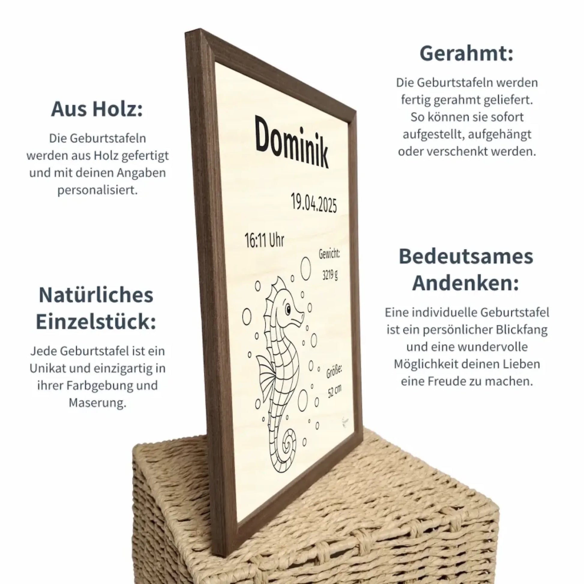 personalisierte Geburtstafel Holz