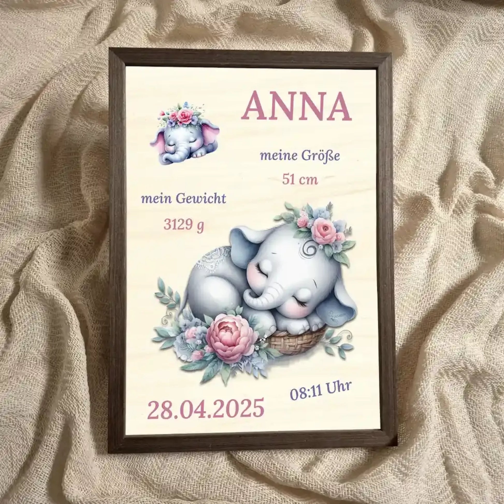 personalisierte Geburtstafel Holz