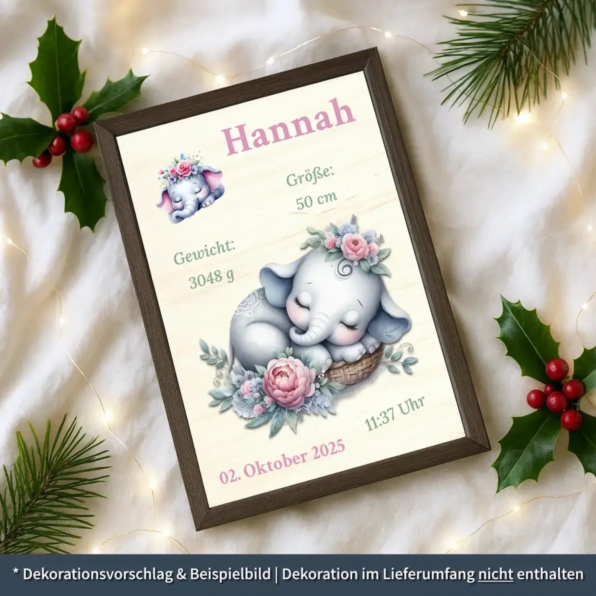 personalisierte Geburtstafel Holz - personalisiertes Weihnachtsgeschenk für Babys