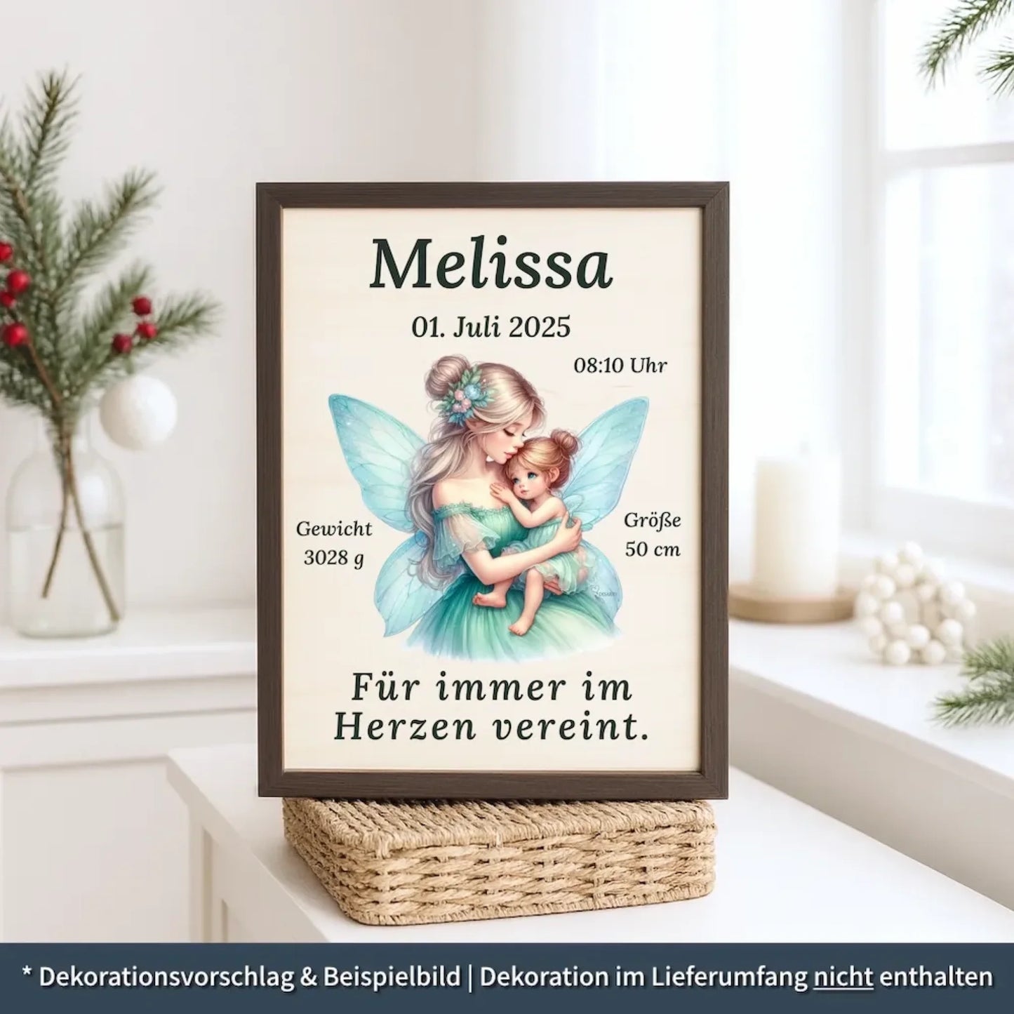 personalisierte Geburtstafel Holz - personalisiertes Weihnachtsgeschenk für Babys