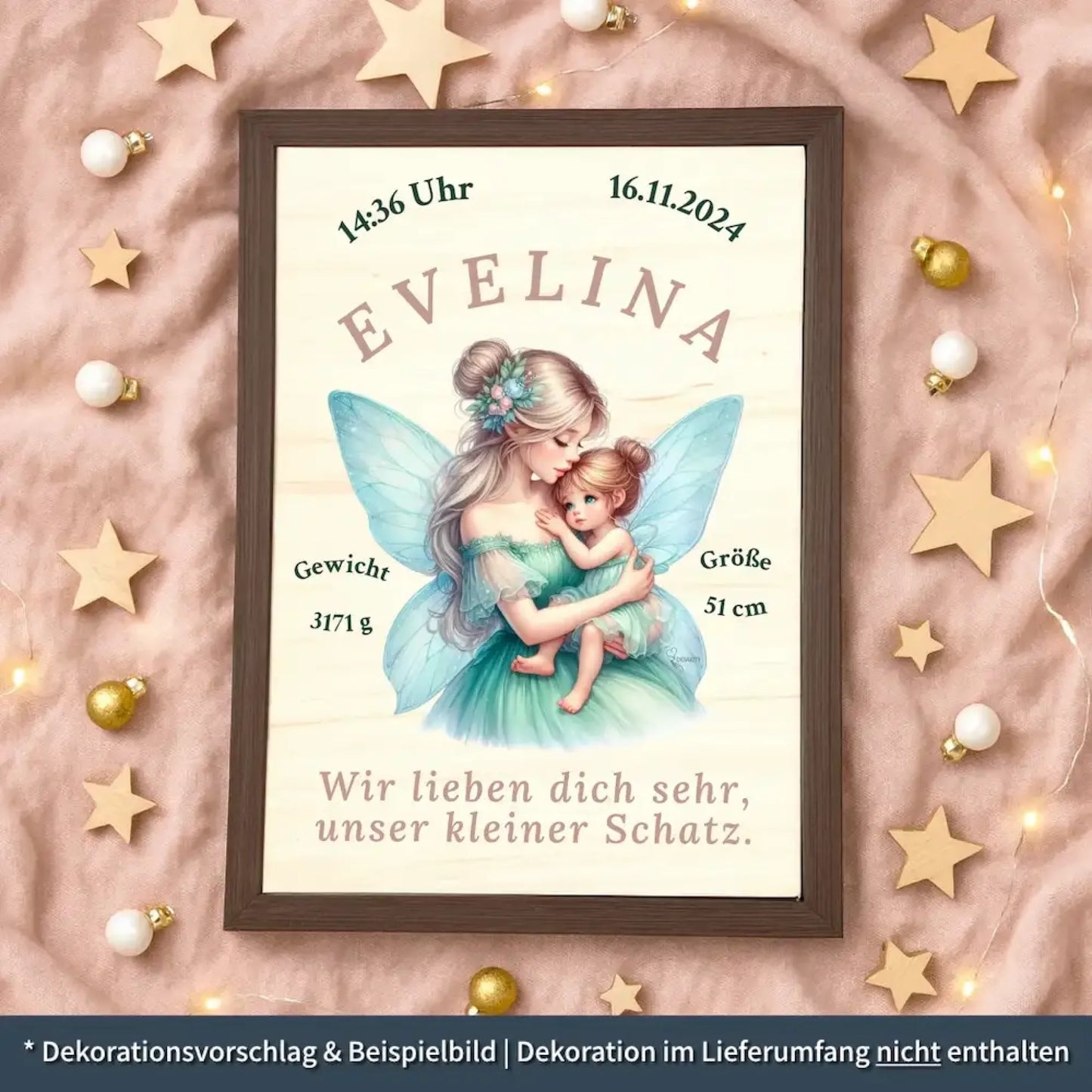 personalisierte Geburtstafel Holz - personalisiertes Weihnachtsgeschenk für Babys