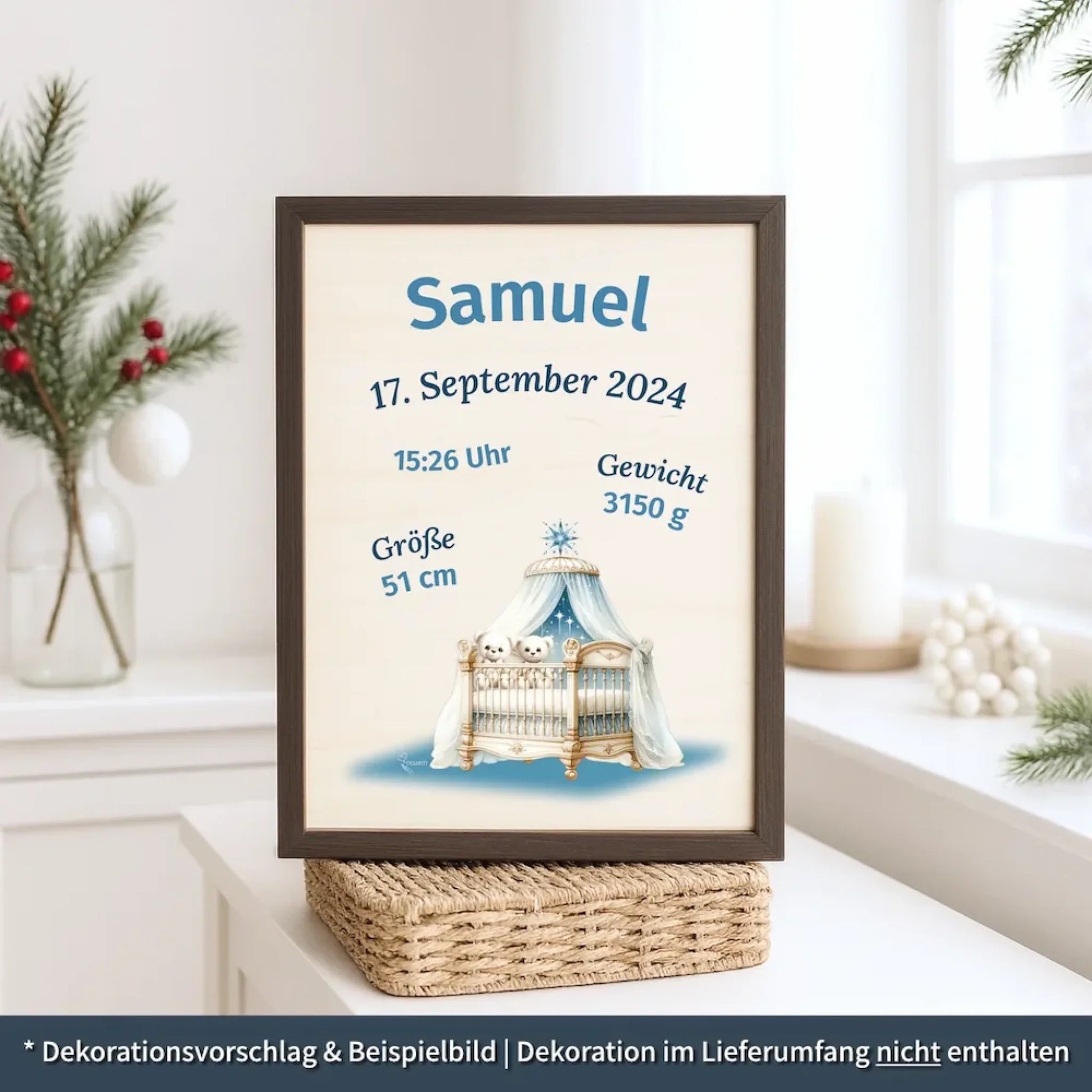 personalisierte Geburtstafel Holz - personalisiertes Weihnachtsgeschenk für Babys