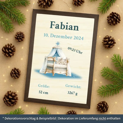 personalisierte Geburtstafel Holz - personalisiertes Weihnachtsgeschenk für Babys