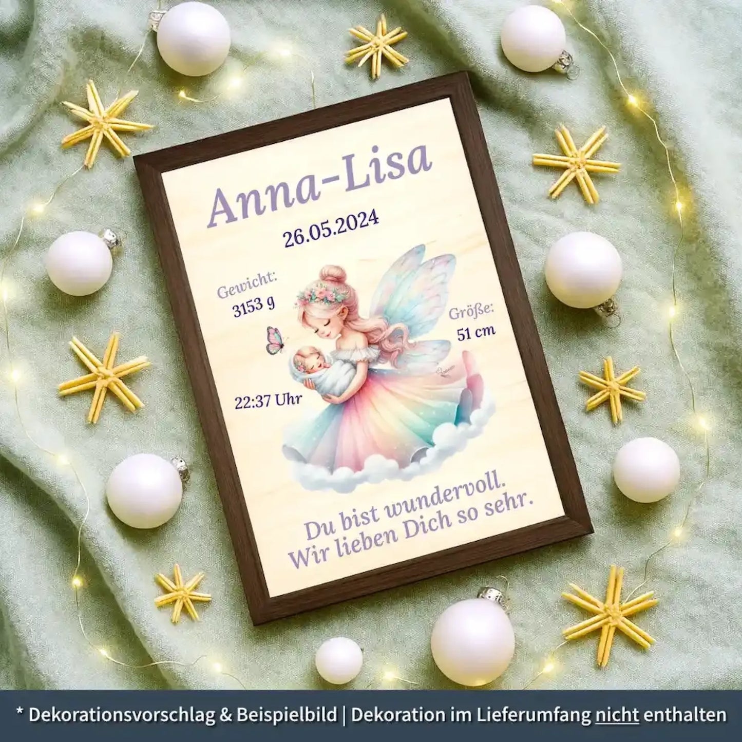 personalisierte Geburtstafel Holz - personalisiertes Weihnachtsgeschenk für Babys