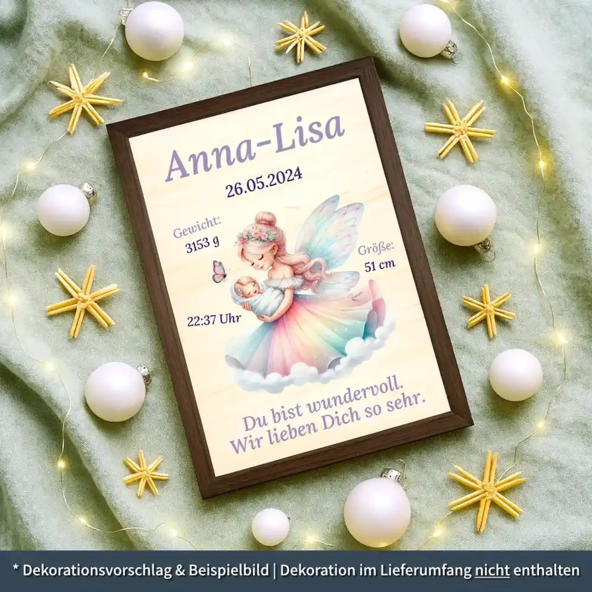 personalisierte Geburtstafel Holz - personalisiertes Weihnachtsgeschenk für Babys