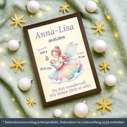 personalisierte Geburtstafel Holz - personalisiertes Weihnachtsgeschenk für Babys