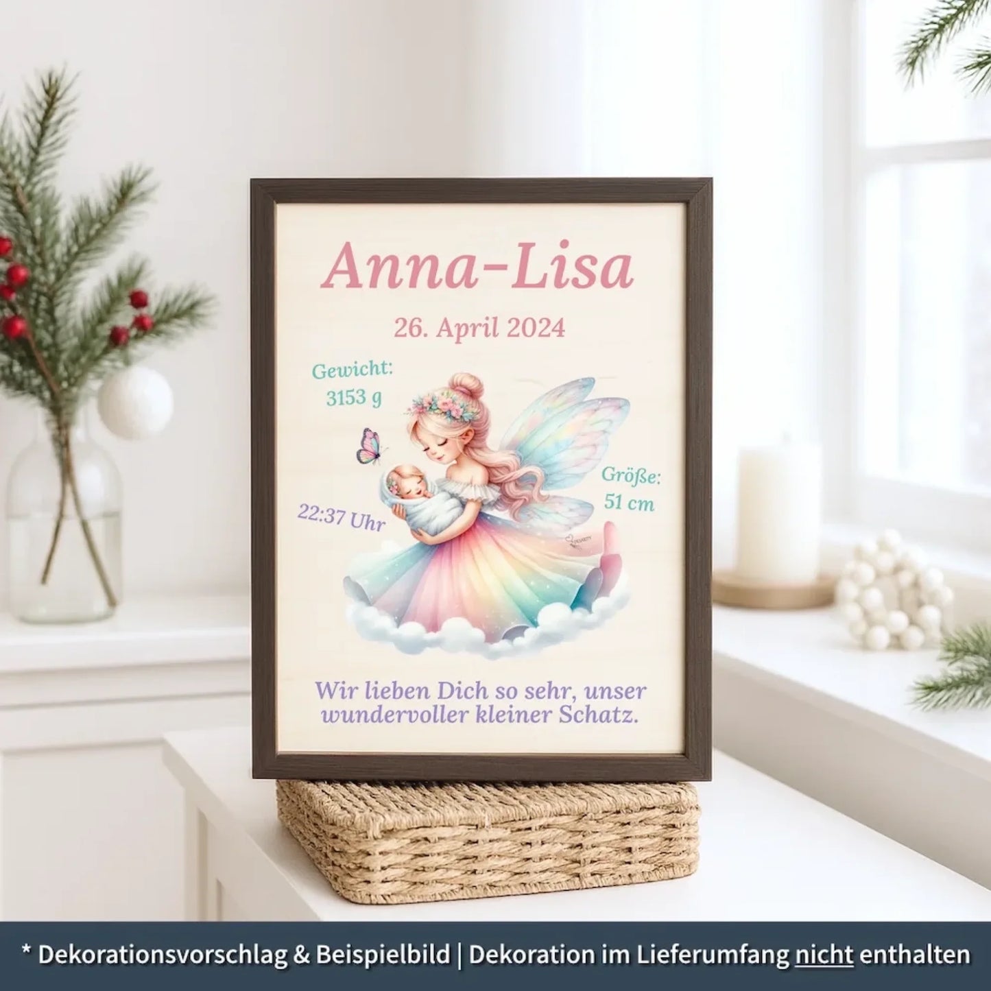 personalisierte Geburtstafel Holz - personalisiertes Weihnachtsgeschenk für Babys