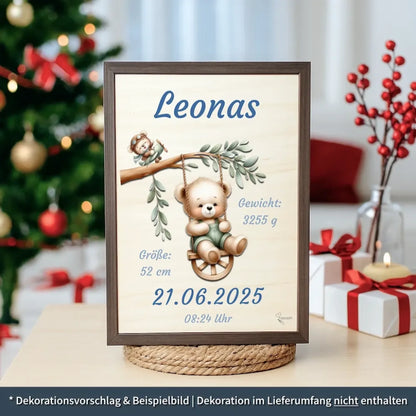 personalisierte Geburtstafel Holz - personalisiertes Weihnachtsgeschenk für Babys