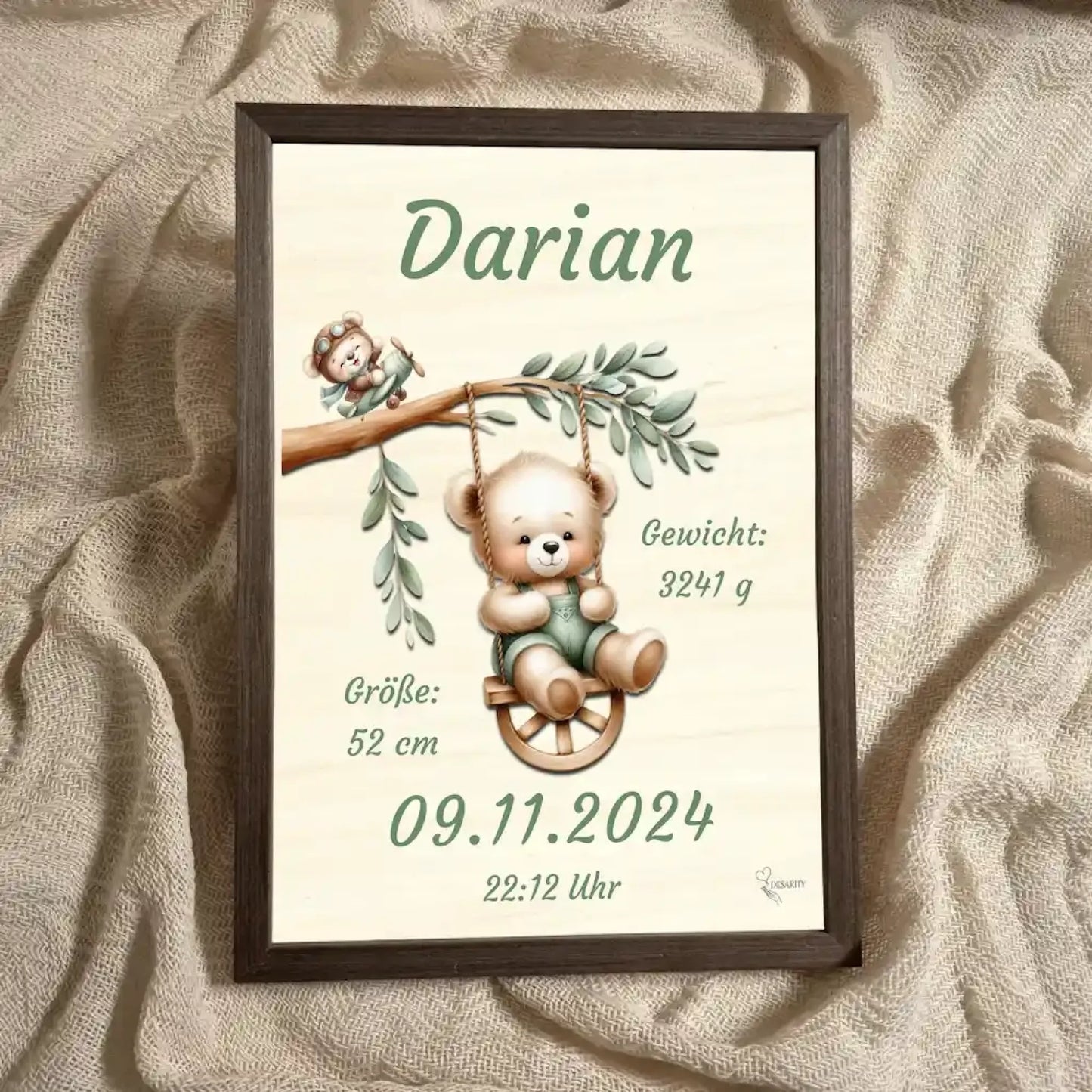 personalisierte Geburtstafel Holz