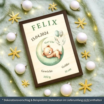 personalisierte Geburtstafel Holz - personalisiertes Weihnachtsgeschenk für Babys