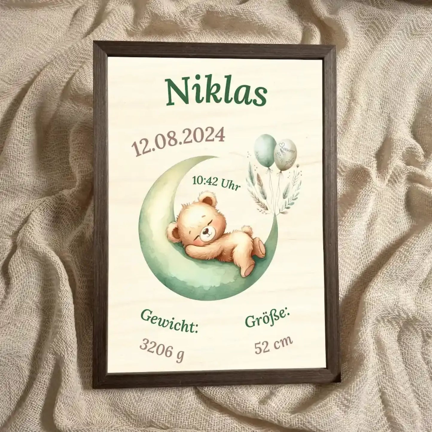 personalisierte Geburtstafel Holz