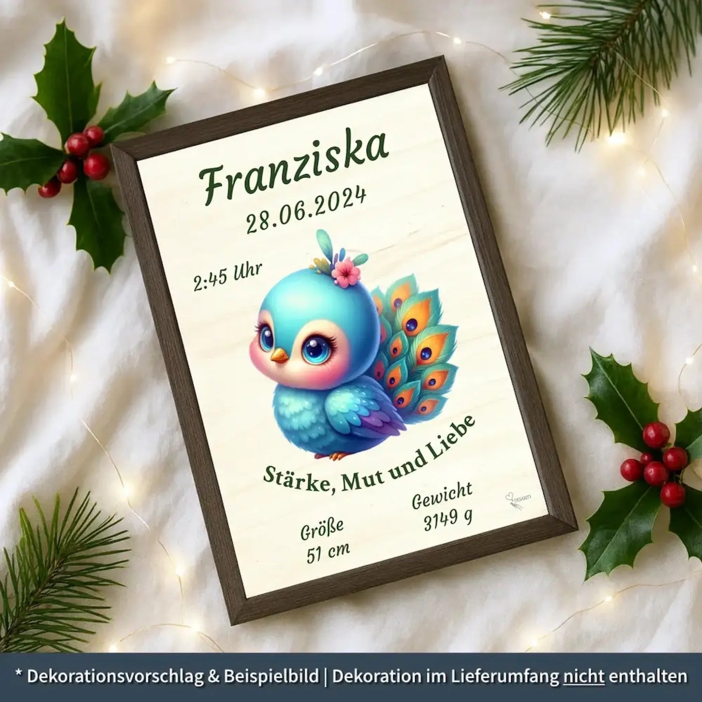 personalisierte Geburtstafel Holz - personalisiertes Weihnachtsgeschenk für Babys