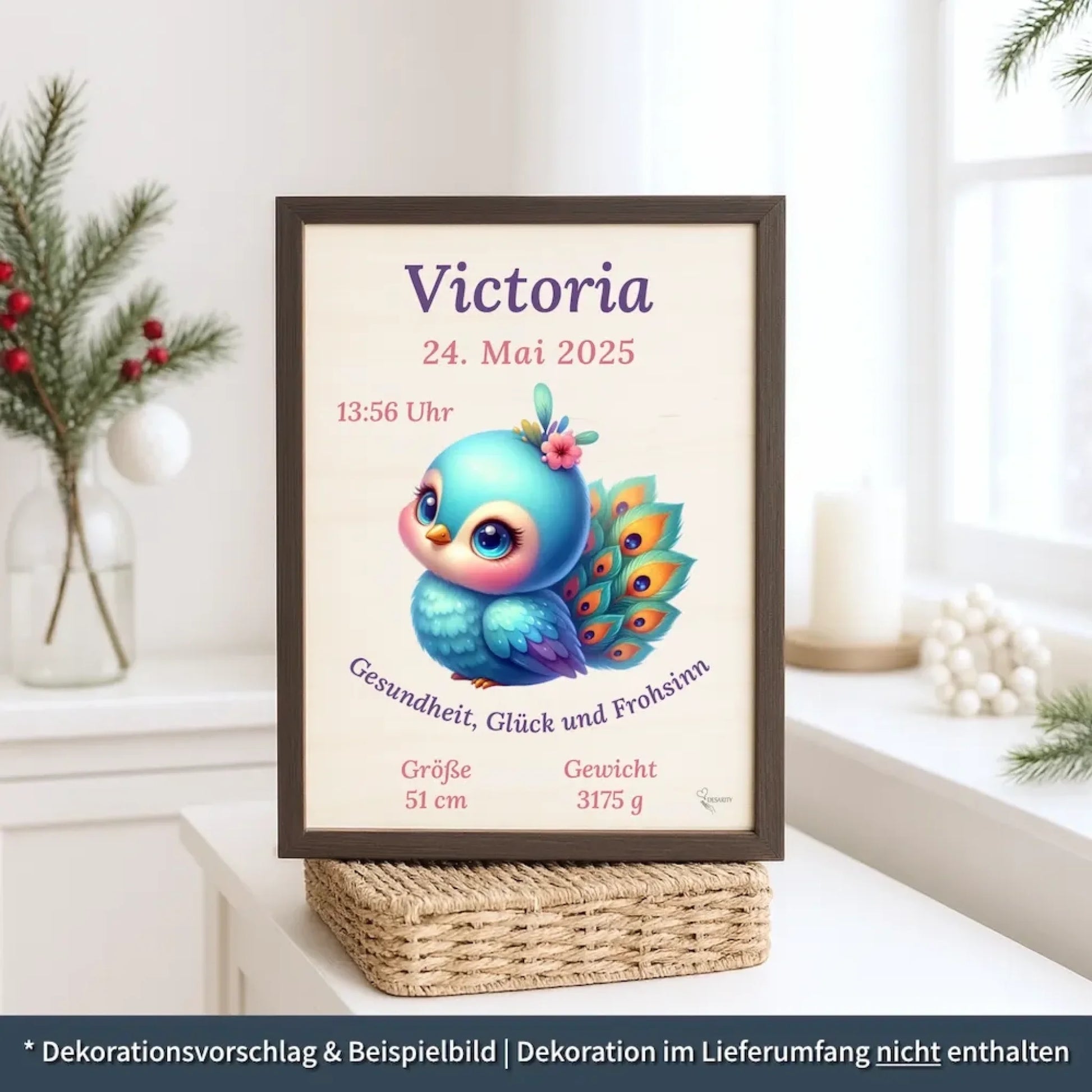 personalisierte Geburtstafel Holz - personalisiertes Weihnachtsgeschenk für Babys