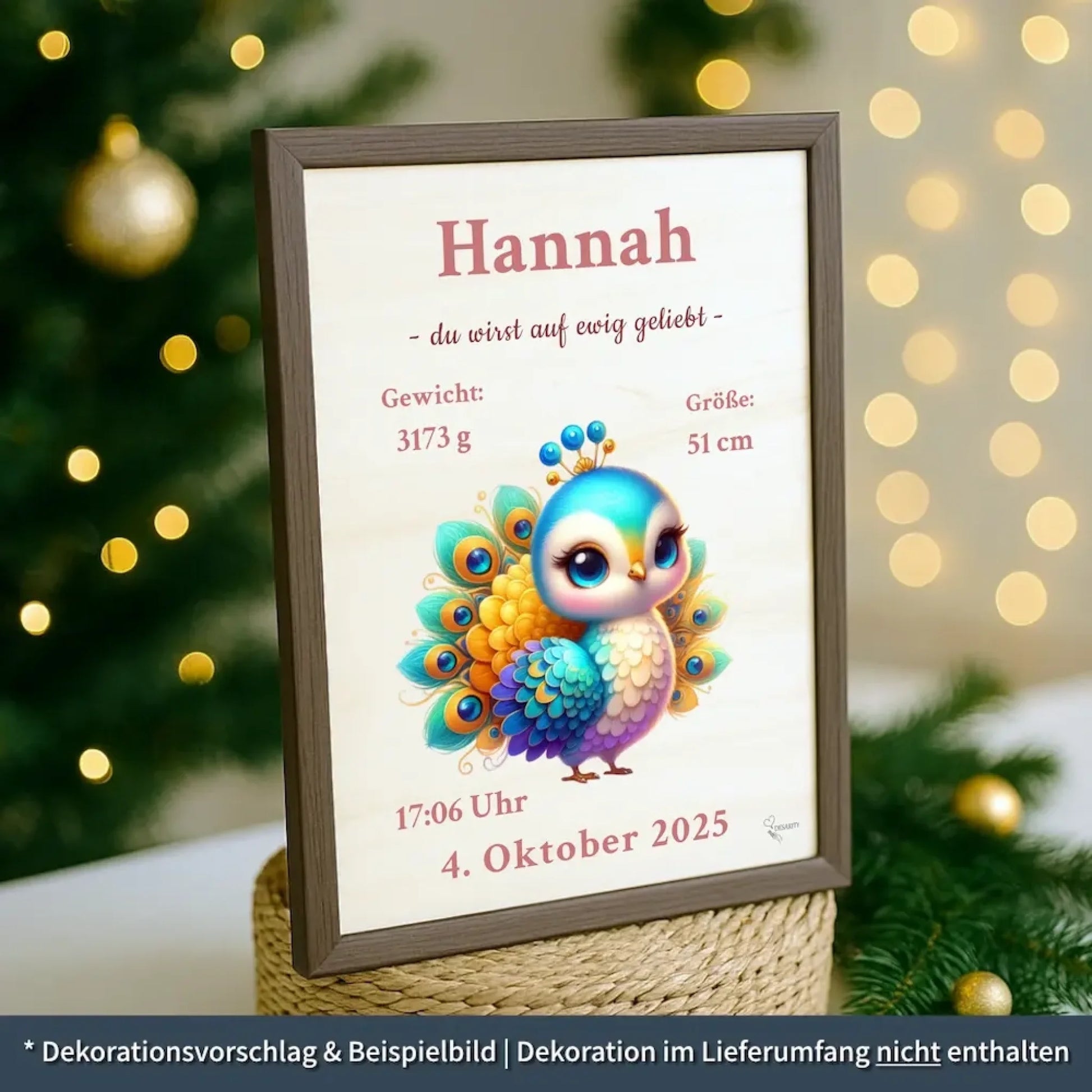 personalisierte Geburtstafel Holz - personalisiertes Weihnachtsgeschenk für Babys