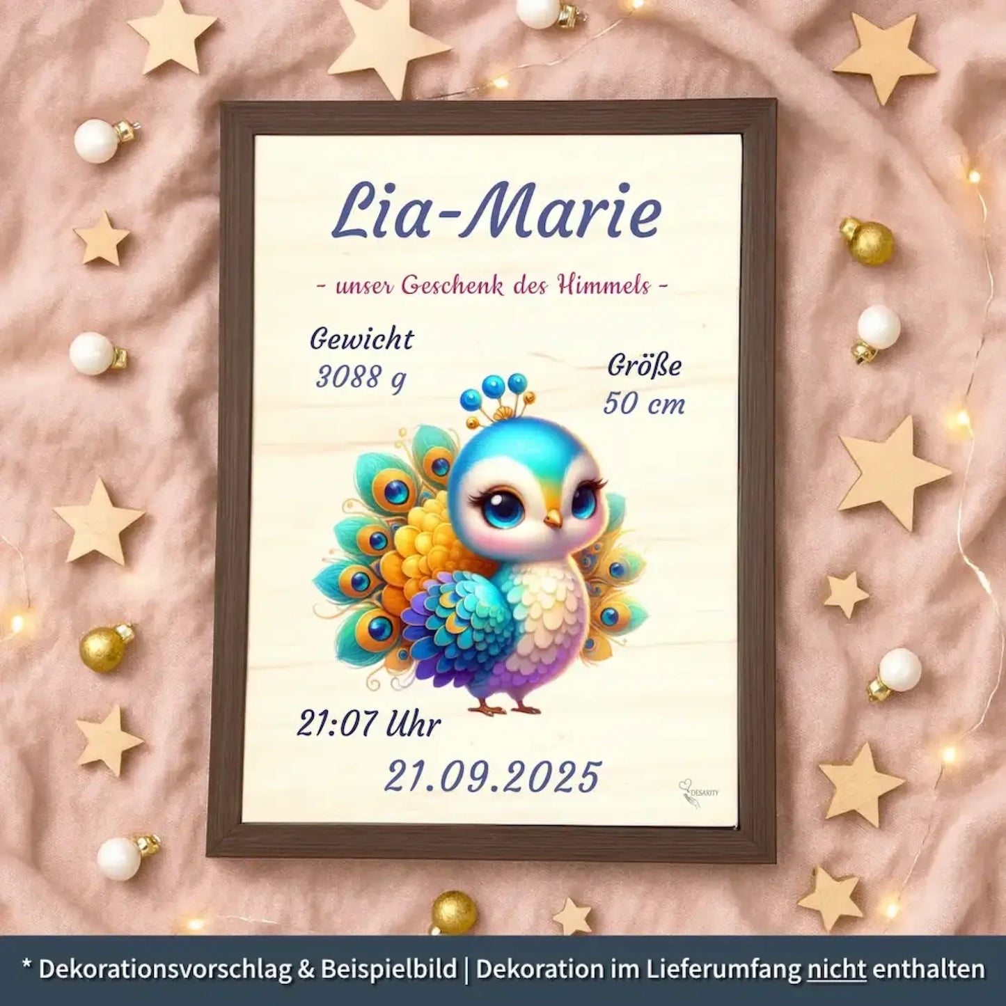 personalisierte Geburtstafel Holz - personalisiertes Weihnachtsgeschenk für Babys