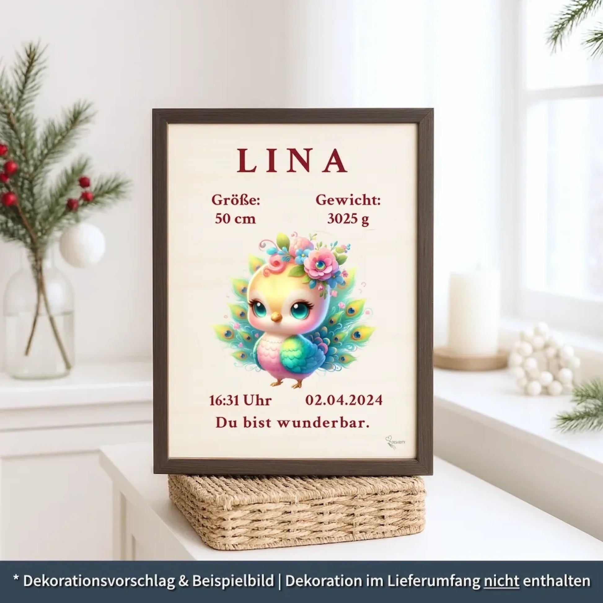 personalisierte Geburtstafel Holz - personalisiertes Weihnachtsgeschenk für Babys