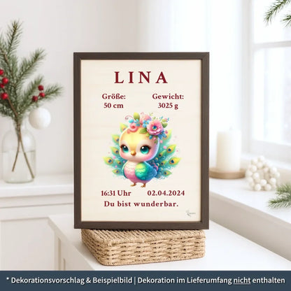 personalisierte Geburtstafel Holz - personalisiertes Weihnachtsgeschenk für Babys