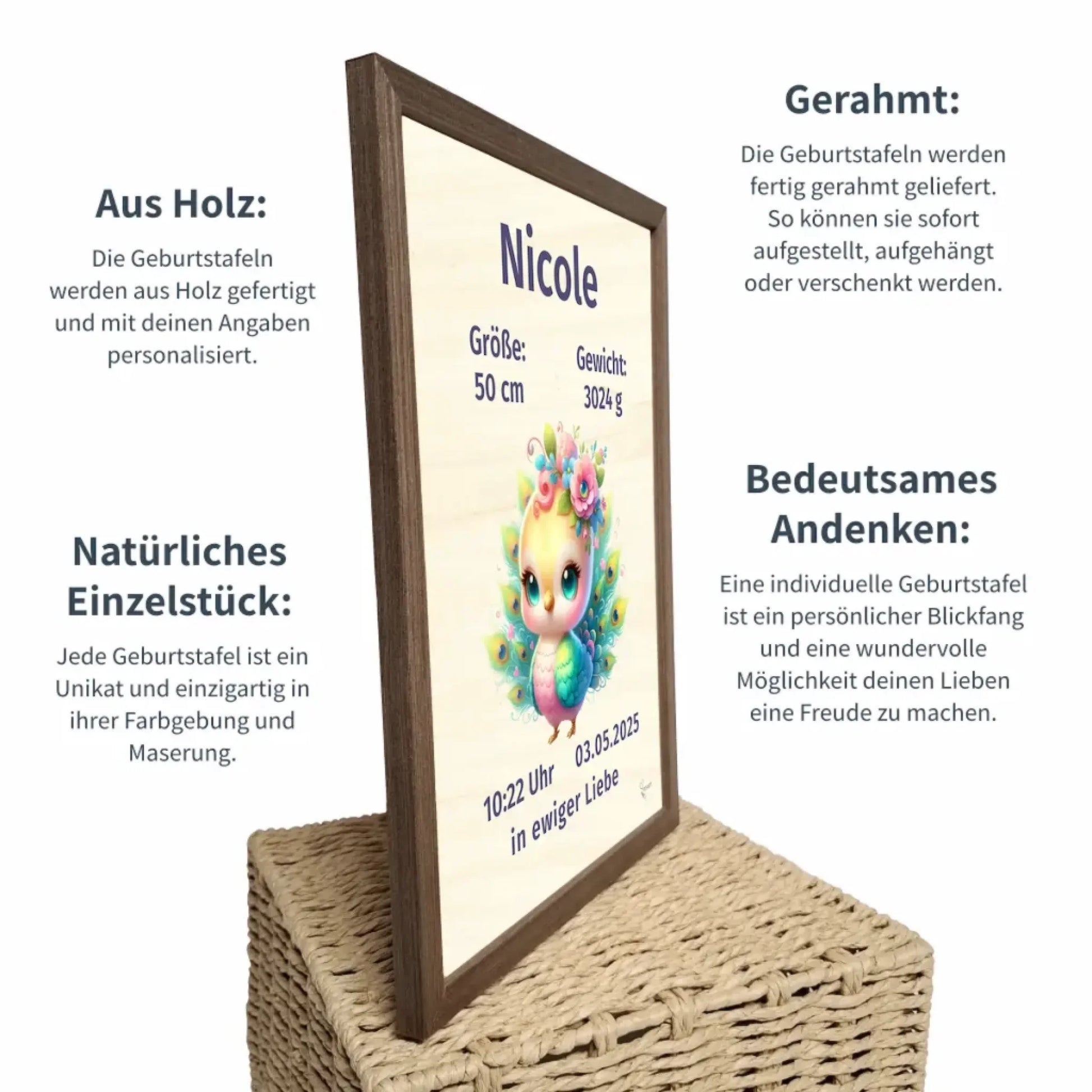 personalisierte Geburtstafel Holz